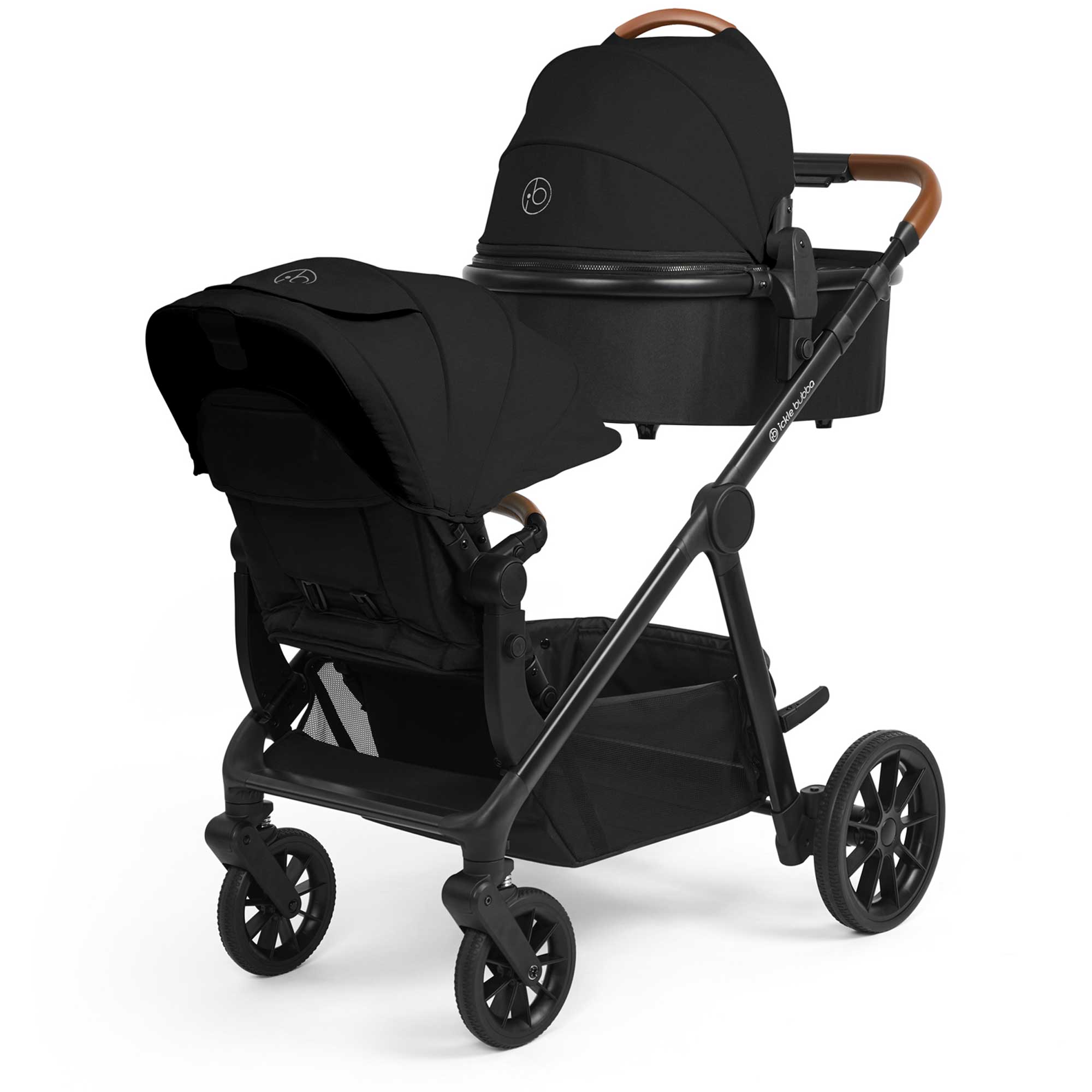 Ickle Bubba pushchairs & buggies Ickle Bubba Virgo 2 in 1  Pushchair - Black/Black/Tan 12-001-000-003