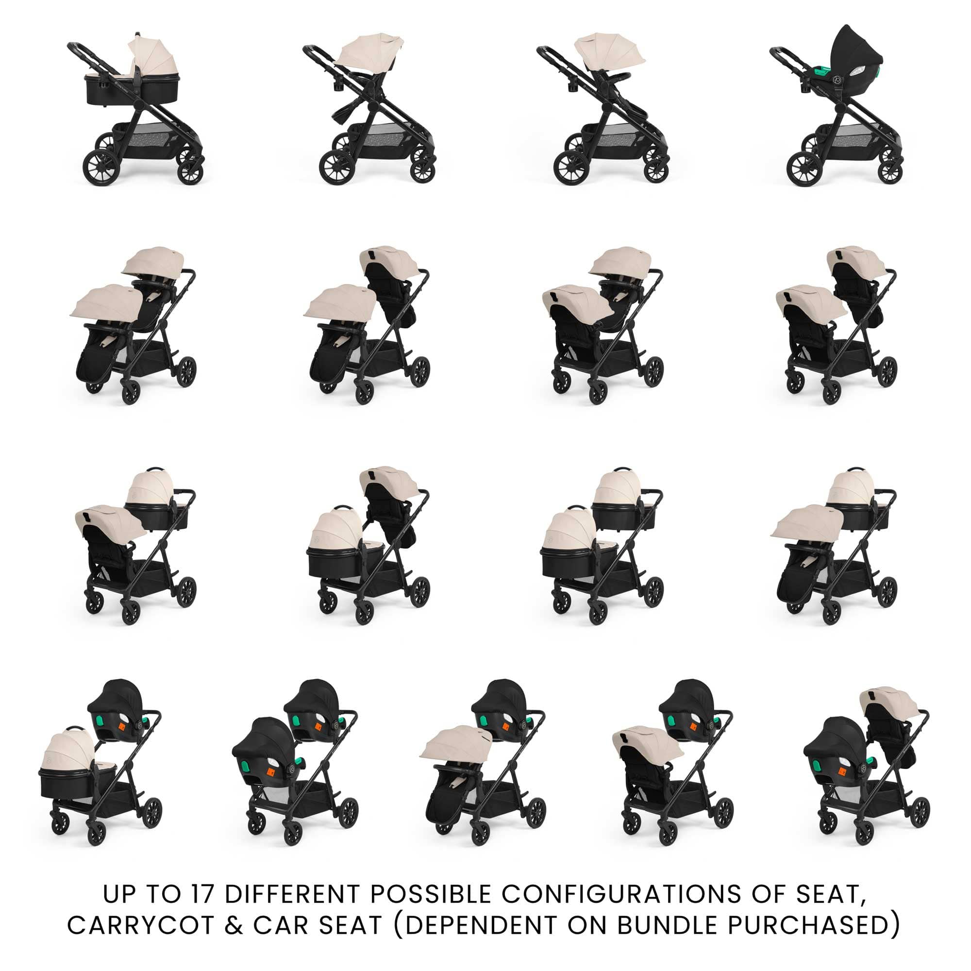 Ickle Bubba pushchairs & buggies Ickle Bubba Virgo 2 in 1  Pushchair - Black/Stone/Black 12-001-000-163