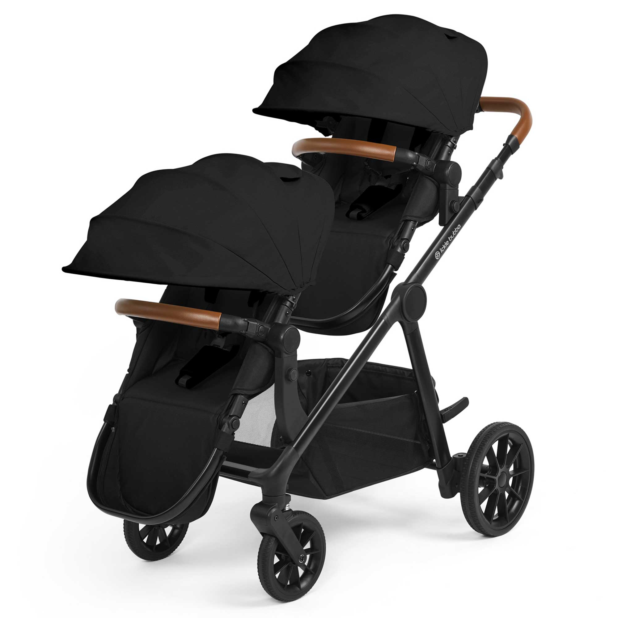 Ickle Bubba pushchairs & buggies Ickle Bubba Virgo 2 in 1  Twin Package - Black/Black/Tan 12-001-050-003