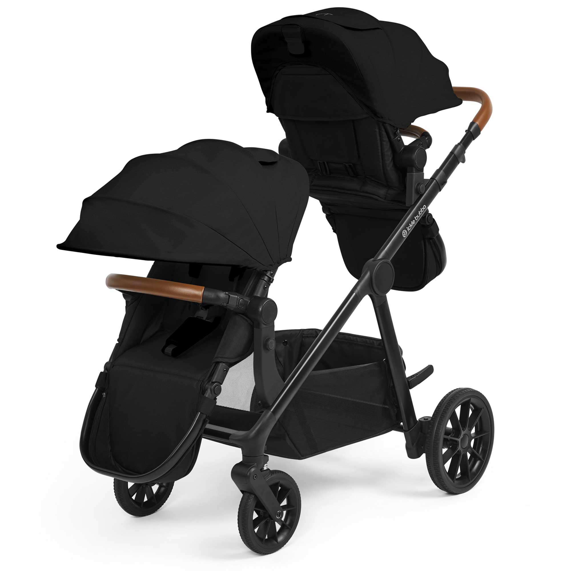 Ickle Bubba pushchairs & buggies Ickle Bubba Virgo 2 in 1  Twin Package - Black/Black/Tan 12-001-050-003