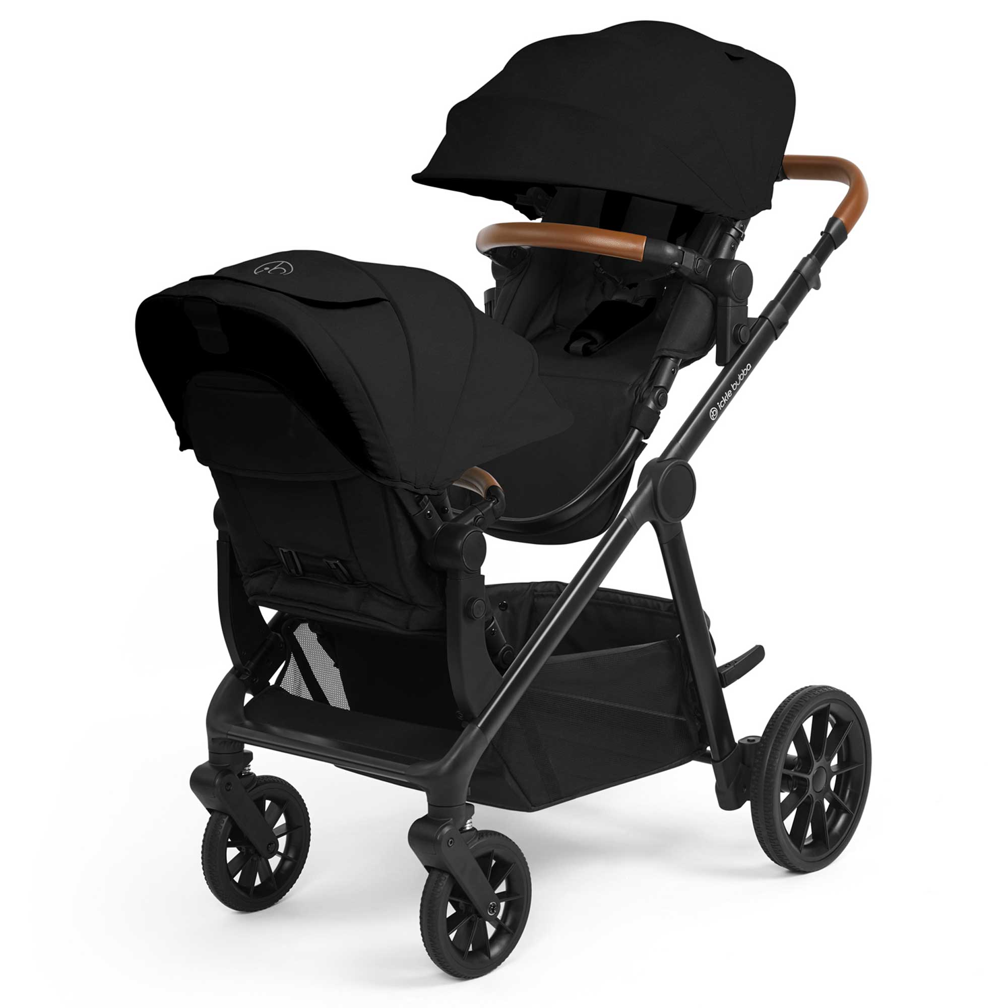 Ickle Bubba pushchairs & buggies Ickle Bubba Virgo 2 in 1  Twin Package - Black/Black/Tan 12-001-050-003