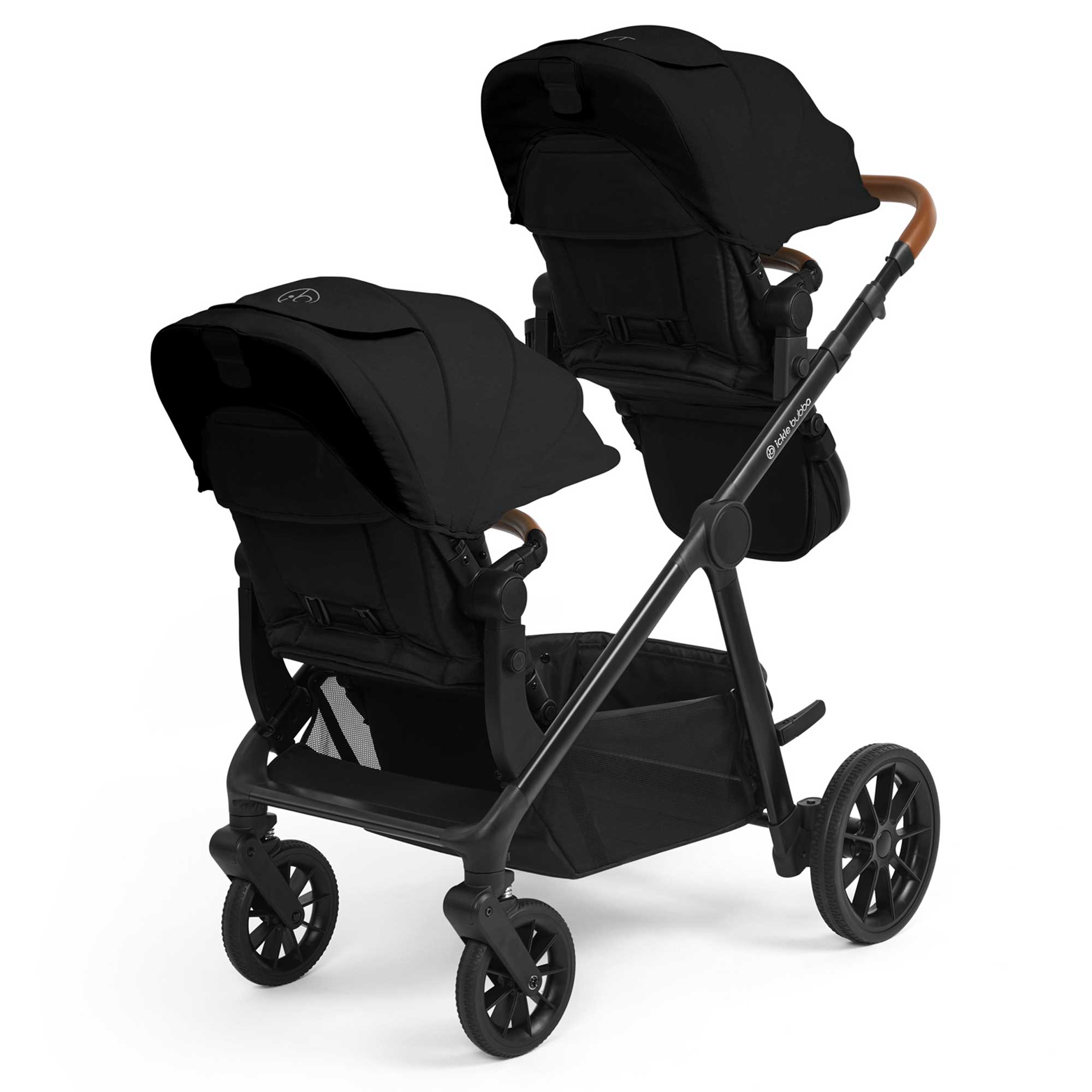 Ickle Bubba pushchairs & buggies Ickle Bubba Virgo 2 in 1  Twin Package - Black/Black/Tan 12-001-050-003