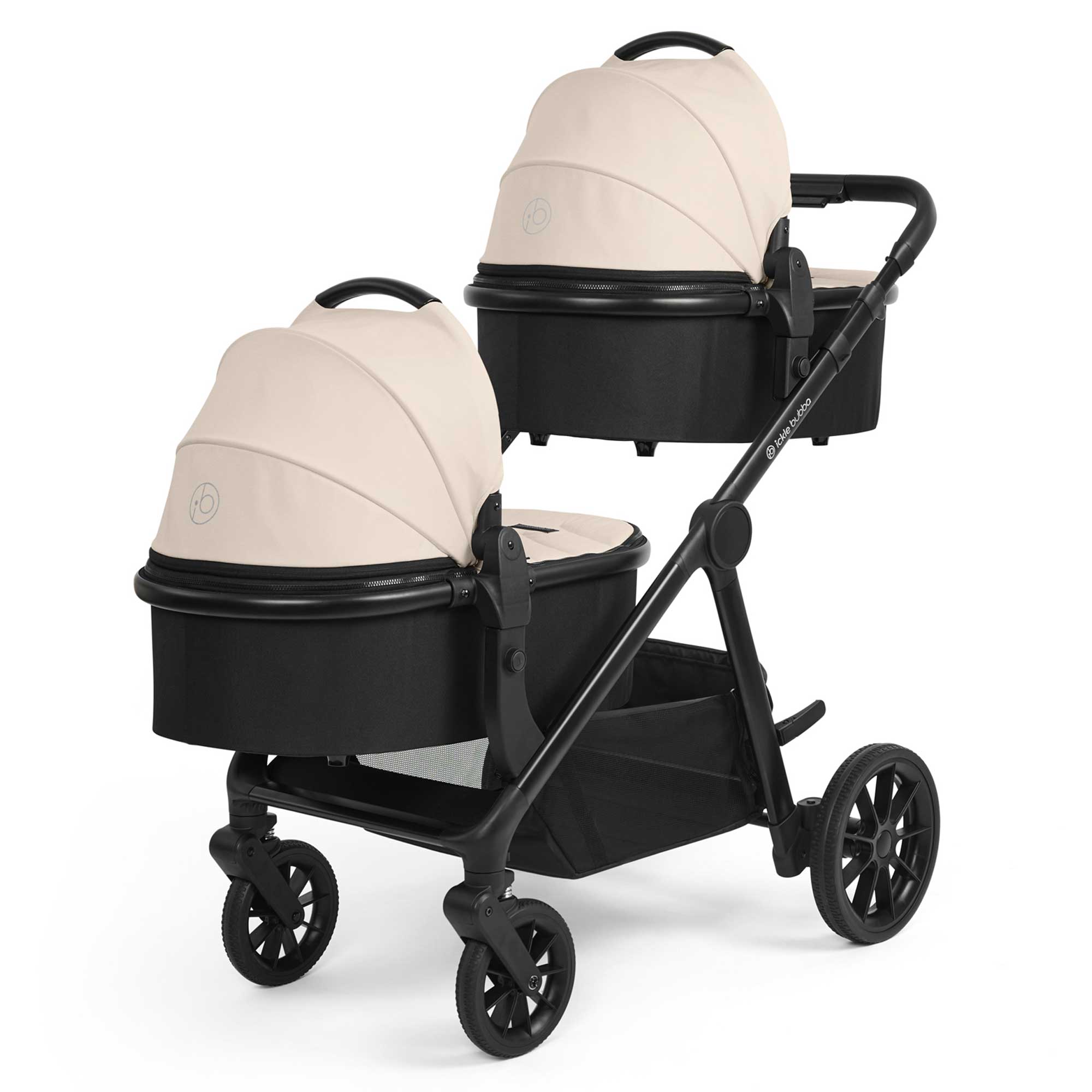Ickle Bubba pushchairs & buggies Ickle Bubba Virgo 2 in 1  Twin Package - Black/Stone/Black 12-001-050-163
