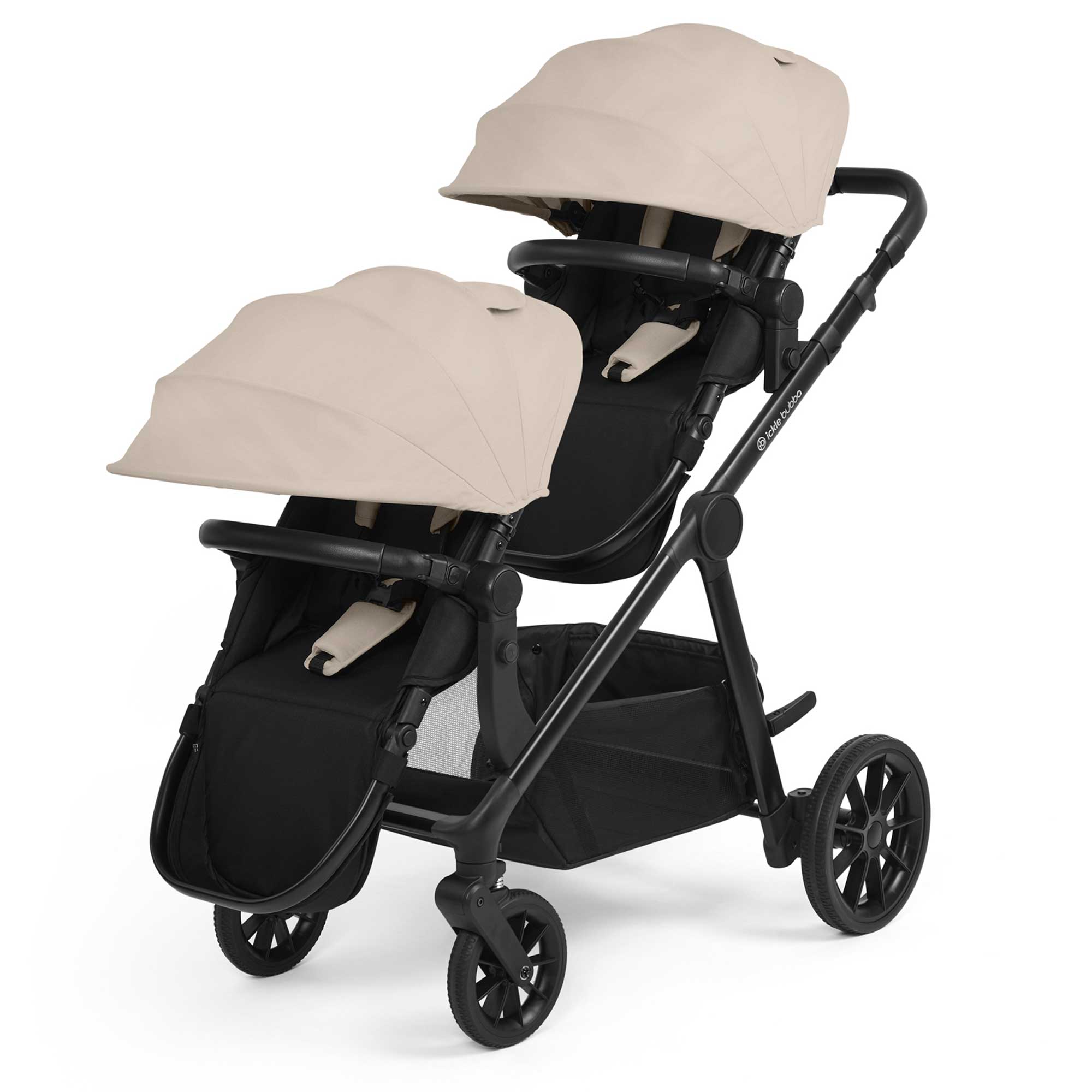 Ickle Bubba pushchairs & buggies Ickle Bubba Virgo 2 in 1  Twin Package - Black/Stone/Black 12-001-050-163