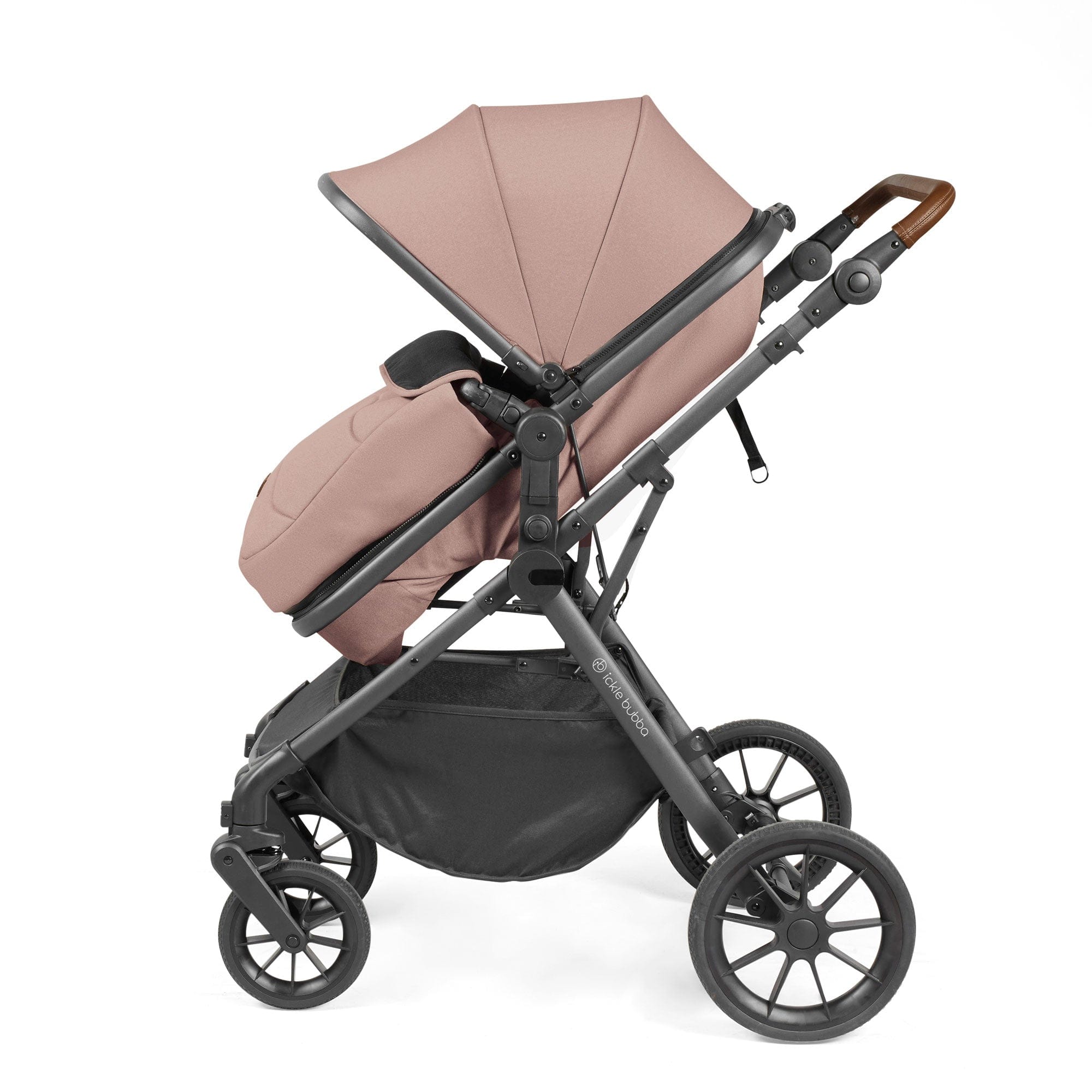 Ickle Bubba travel systems Ickle Bubba Cosmo 9-Piece Travel System with i-Size Nimbus Car Seat & Spin Isofix Base - Gunmetal / Desert / Tan 10-007-330-136