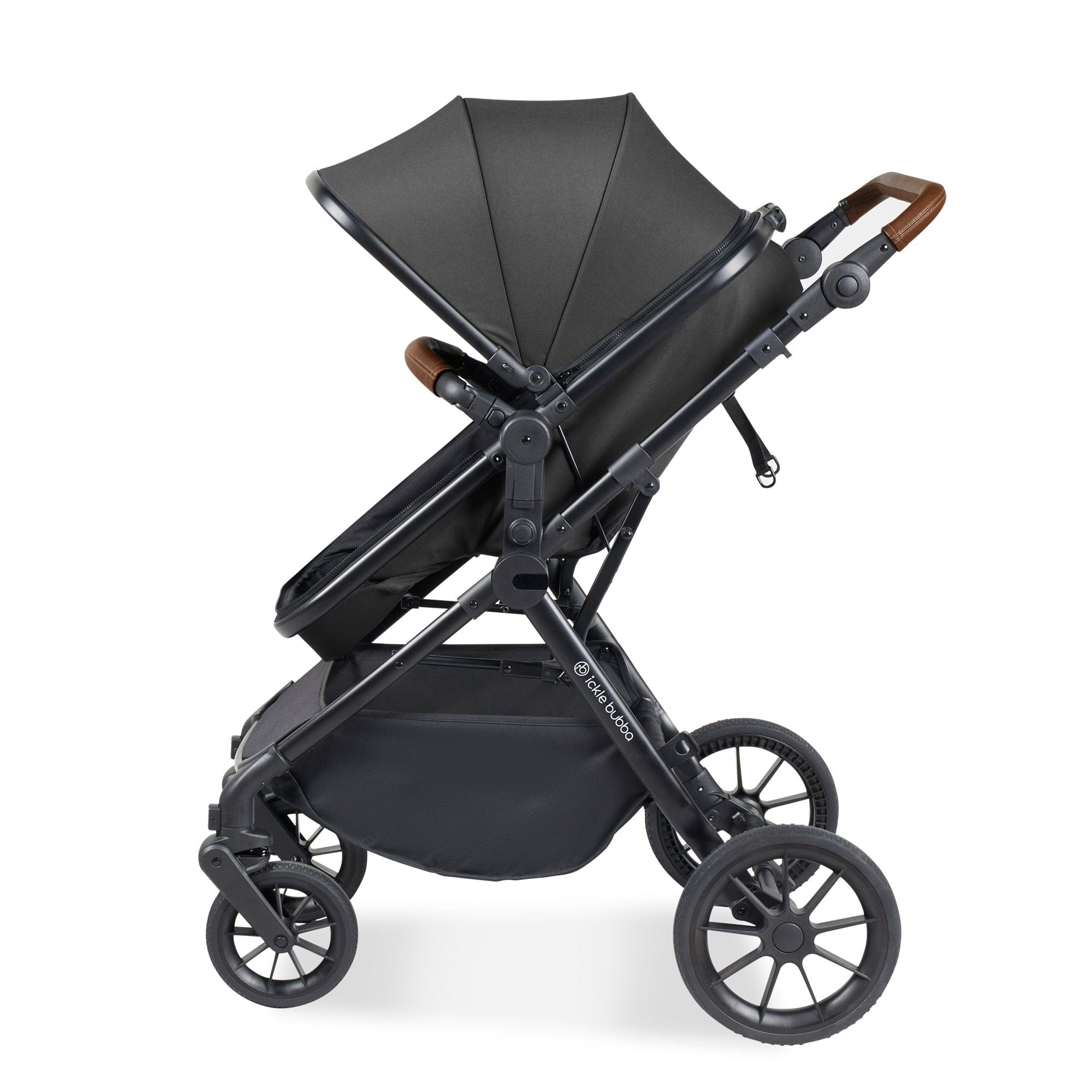 Ickle Bubba travel systems Ickle Bubba Cosmo 9-Piece Travel System with Maxi-Cosi Cabriofix Car Seat & Isofix Base - Black / Graphite Grey / Tan 10-007-360-007