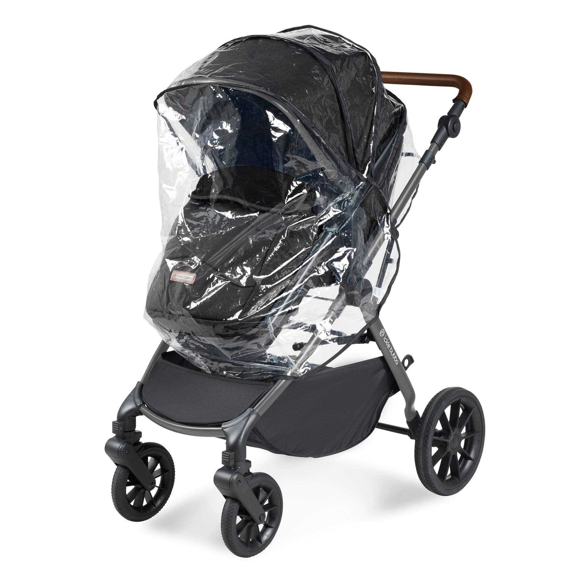 Ickle Bubba travel systems Ickle Bubba Cosmo 9-Piece Travel System with Maxi-Cosi Cabriofix Car Seat & Isofix Base - Gunmetal / Black / Tan 10-007-360-135