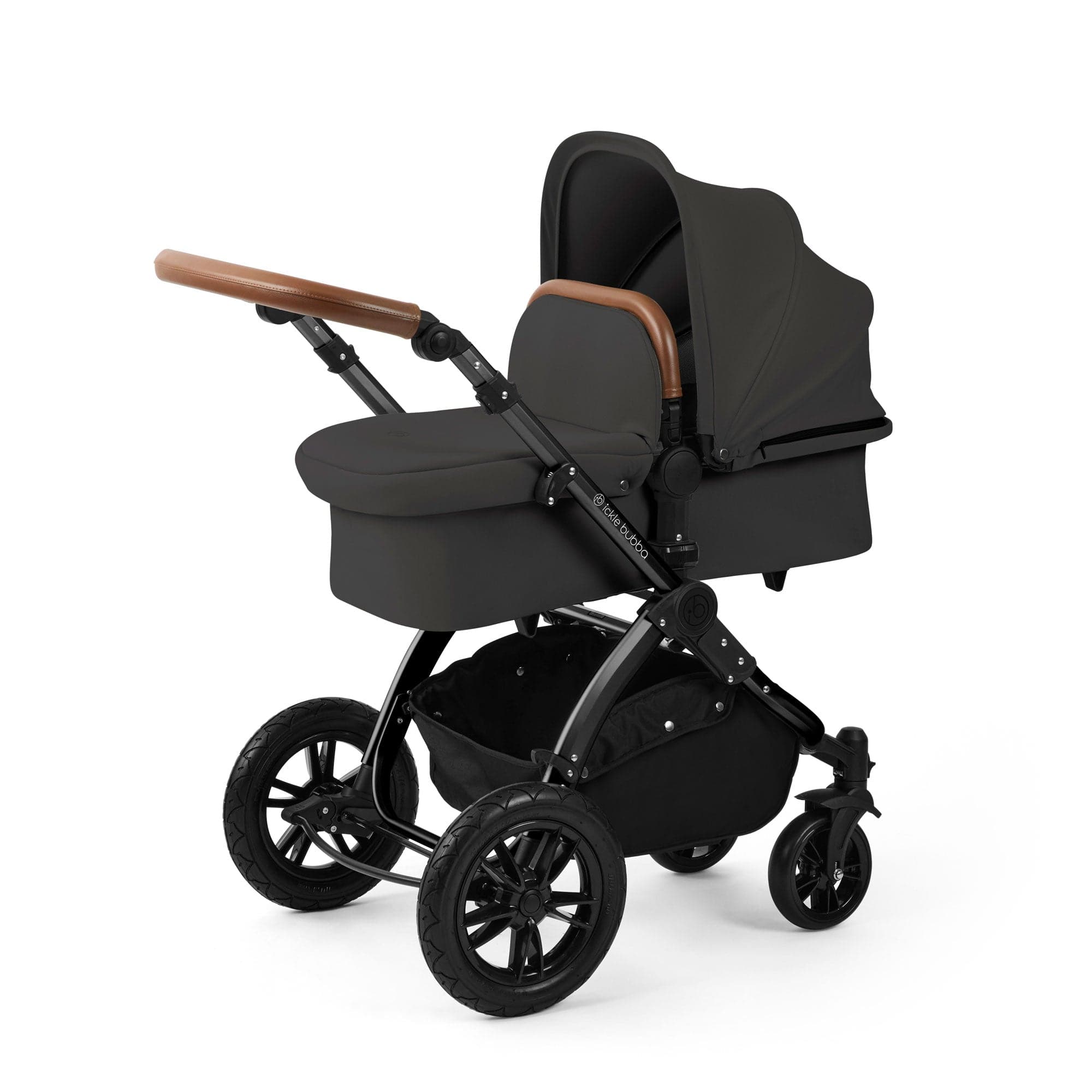 Ickle Bubba travel systems Ickle Bubba Stomp Luxe 12 Piece Travel System with i-Size Nimbus Car Seat & Spin Isofix Base - Charcoal Grey