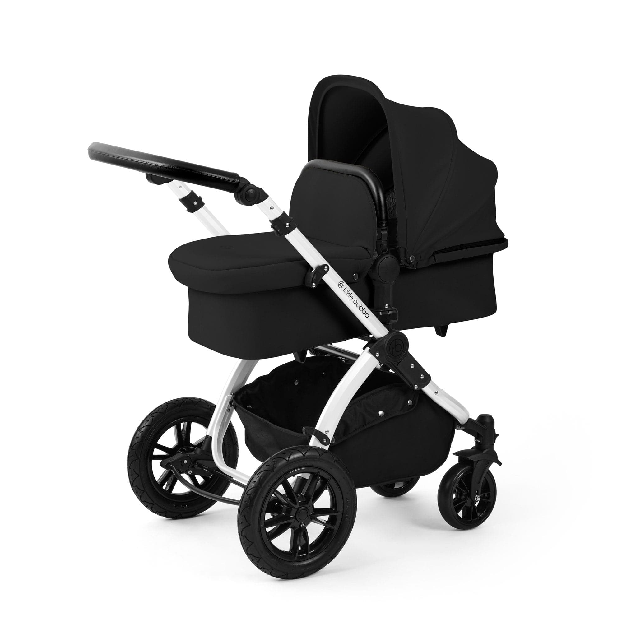 Ickle Bubba travel systems Ickle Bubba Stomp Luxe 12 Piece Travel System with i-Size Nimbus Car Seat & Spin Isofix Base - Midnight