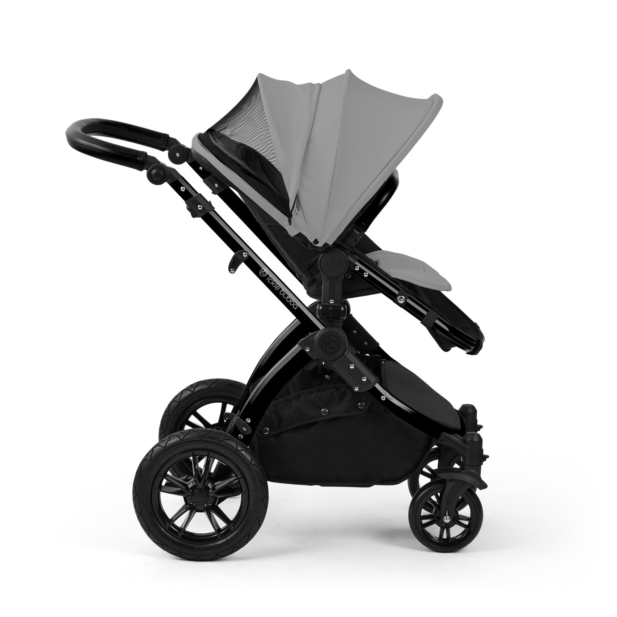 Ickle Bubba travel systems Ickle Bubba Stomp Luxe 12 Piece Travel System with i-Size Nimbus Car Seat & Spin Isofix Base - Pearl Grey