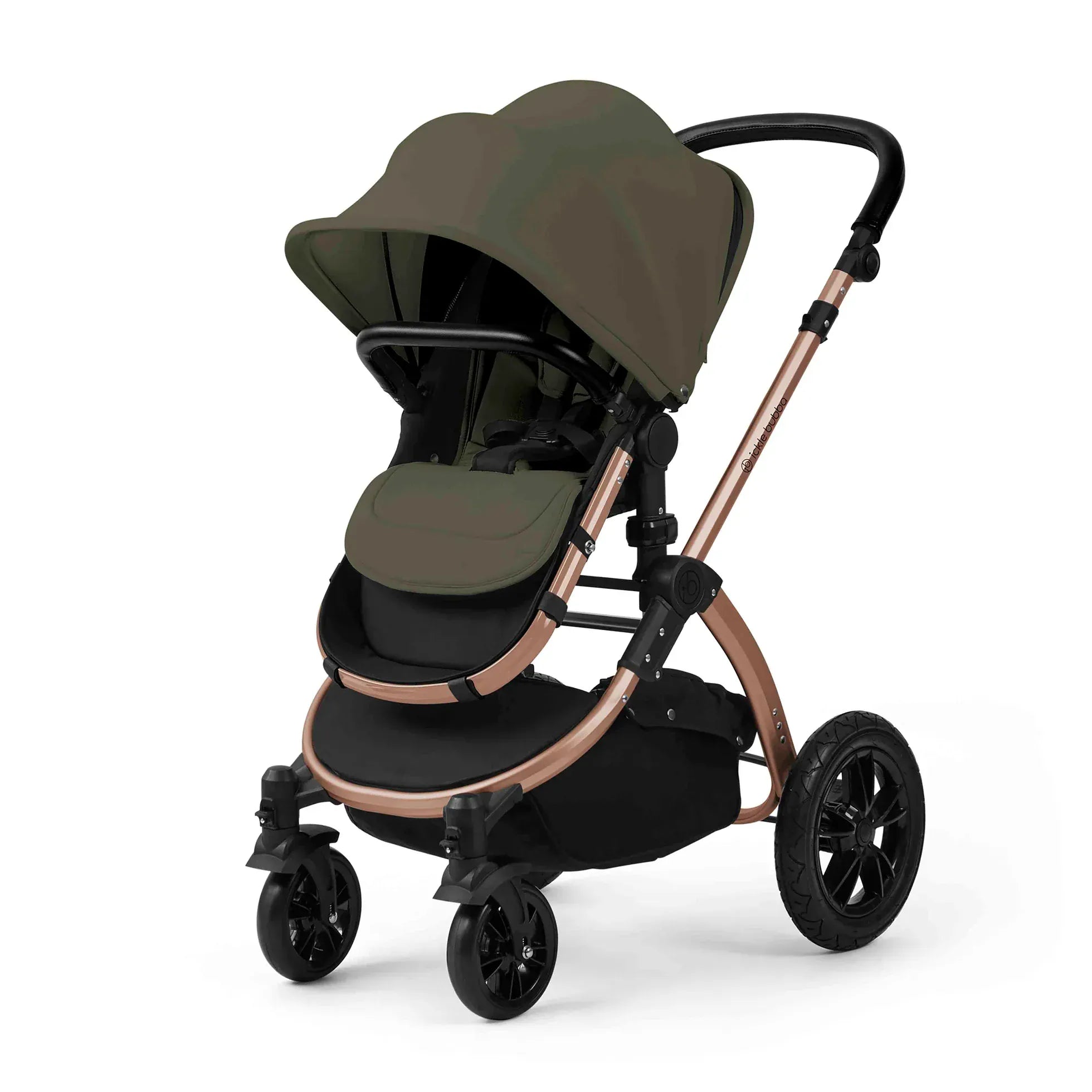 Ickle Bubba travel systems Ickle Bubba Stomp Luxe 12 Piece Travel System with i-Size Nimbus Car Seat & Spin Isofix Base - Woodland