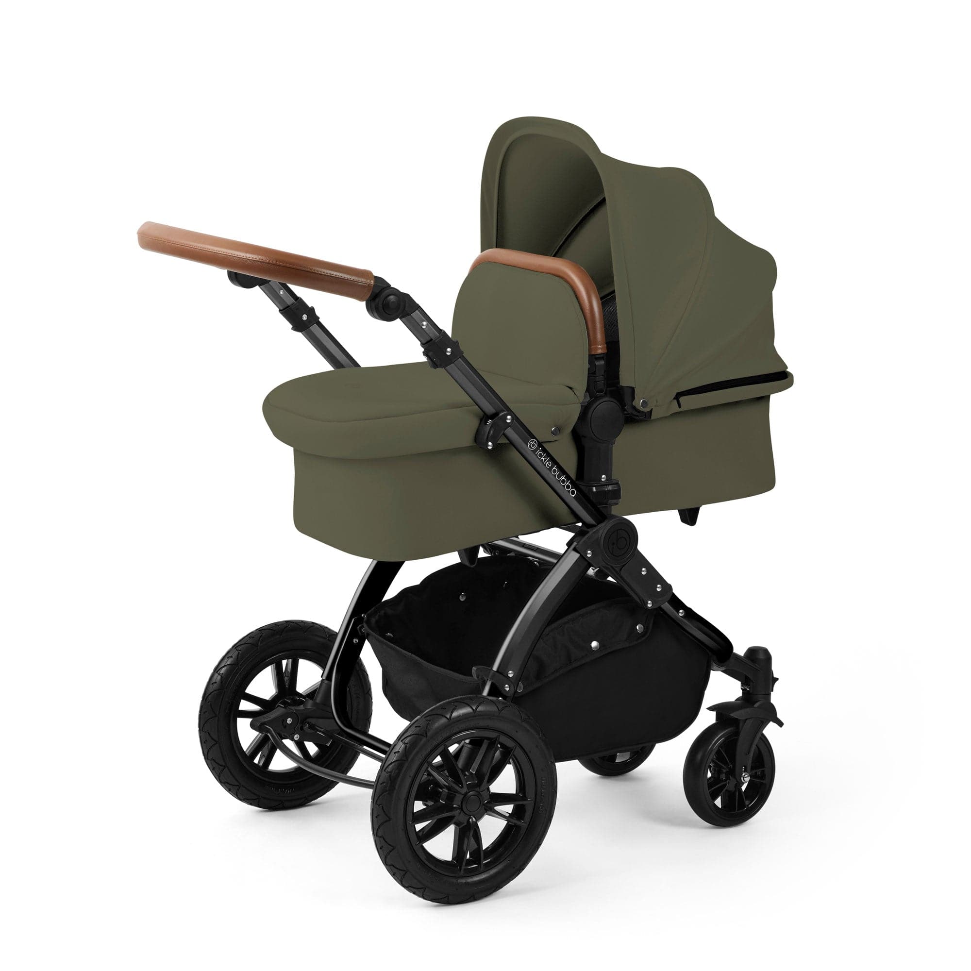 Ickle Bubba travel systems Ickle Bubba Stomp Luxe 12 Piece Travel System with i-Size Nimbus Car Seat & Spin Isofix Base - Woodland