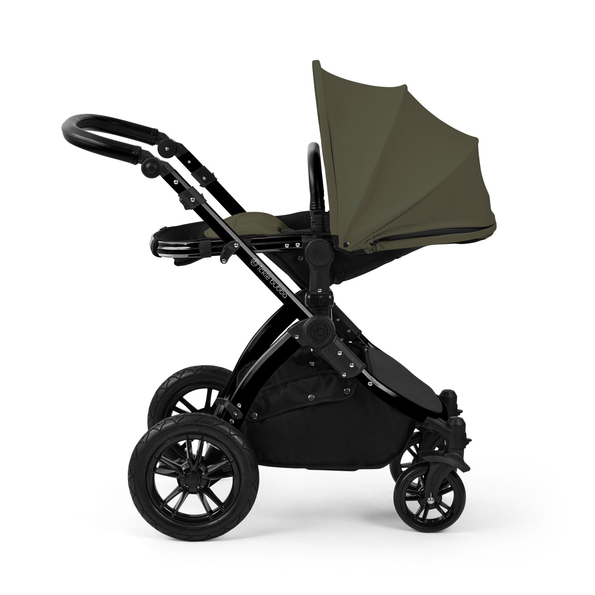 Ickle Bubba travel systems Ickle Bubba Stomp Luxe 12 Piece Travel System with i-Size Nimbus Car Seat & Spin Isofix Base - Woodland