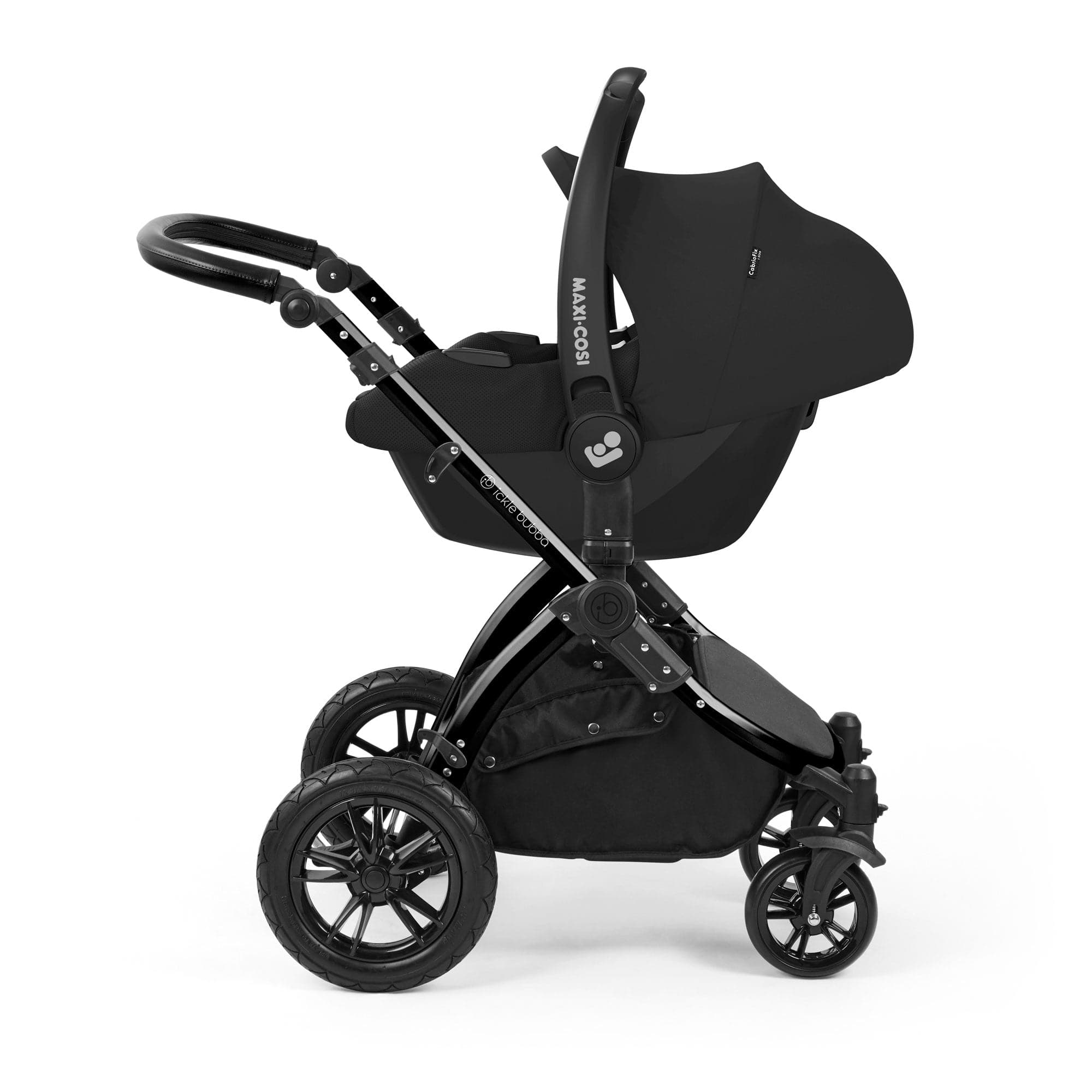 Ickle Bubba travel systems Ickle Bubba Stomp Luxe 12 Piece Travel System with Maxi-Cosi Cabriofix i-Size Car Seat & Isofix Base - Charcoal Grey