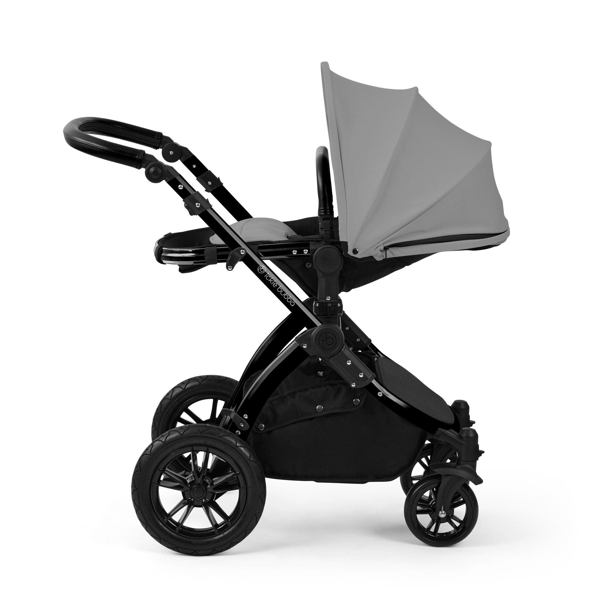 Ickle Bubba travel systems Ickle Bubba Stomp Luxe 12 Piece Travel System with Maxi-Cosi Cabriofix i-Size Car Seat & Isofix Base - Pearl Grey