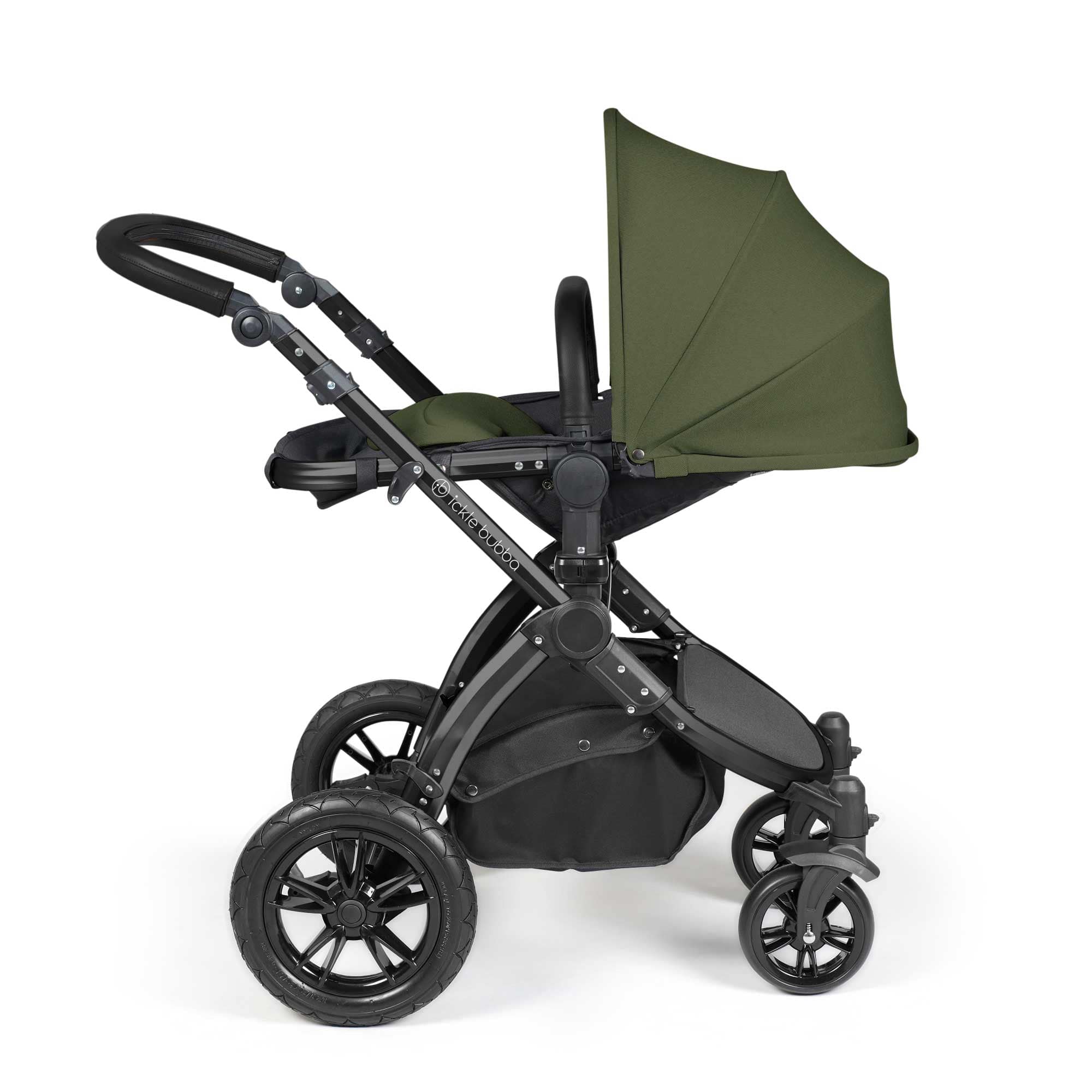 Ickle Bubba travel systems Ickle Bubba Stomp Luxe All-in-One Travel System with Isofix Base - Black/Woodland/Black 10-011-300-138