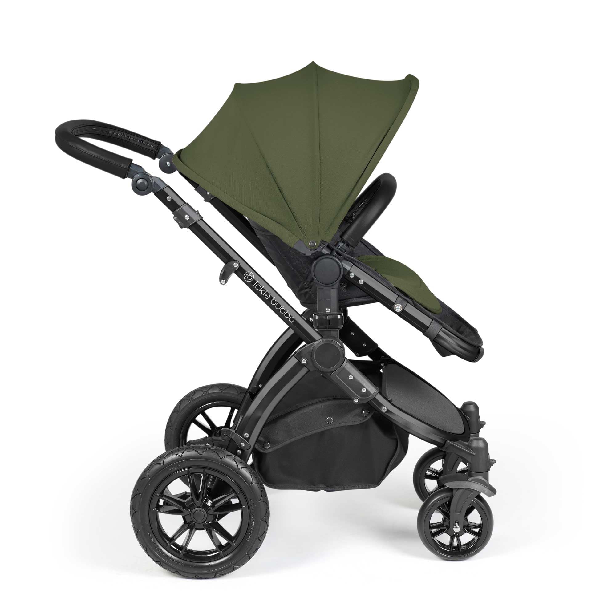 Ickle Bubba travel systems Ickle Bubba Stomp Luxe All-in-One Travel System with Isofix Base - Black/Woodland/Black 10-011-300-138