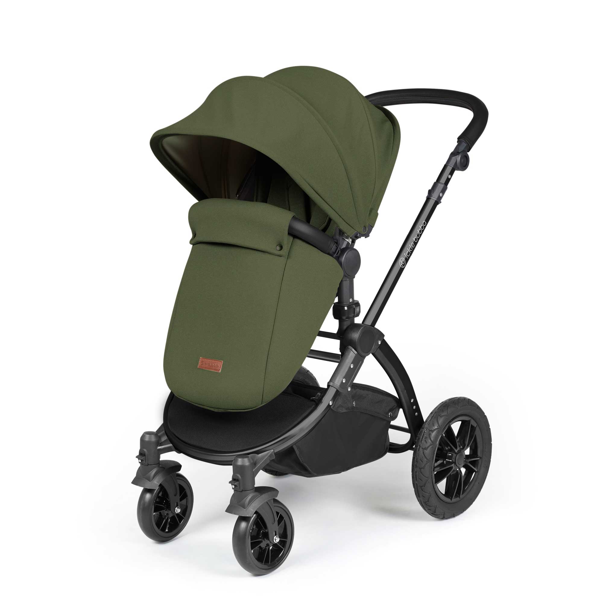 Ickle Bubba travel systems Ickle Bubba Stomp Luxe All-in-One Travel System with Isofix Base - Black/Woodland/Black 10-011-300-138