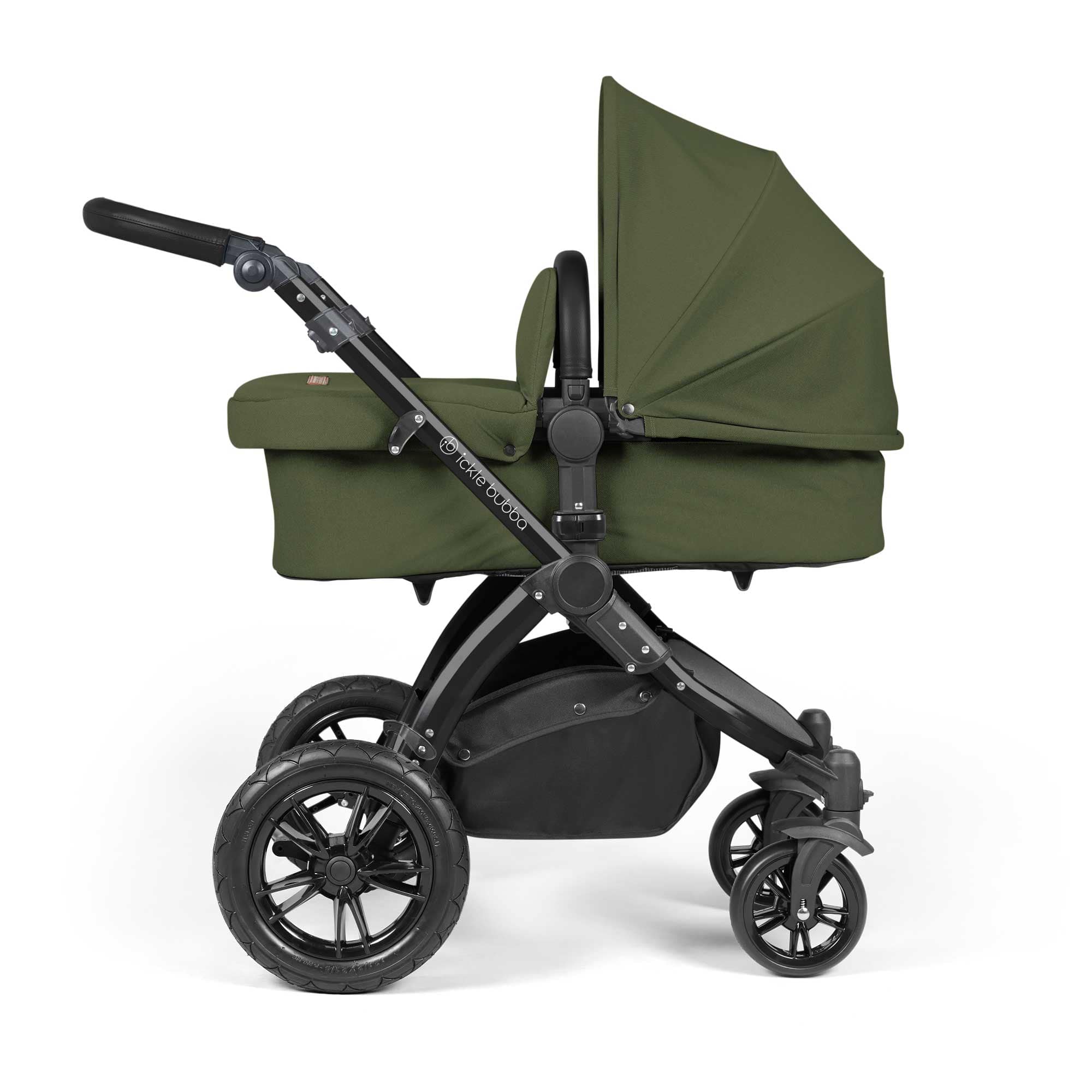 Ickle Bubba travel systems Ickle Bubba Stomp Luxe All-in-One Travel System with Isofix Base - Black/Woodland/Black 10-011-300-138