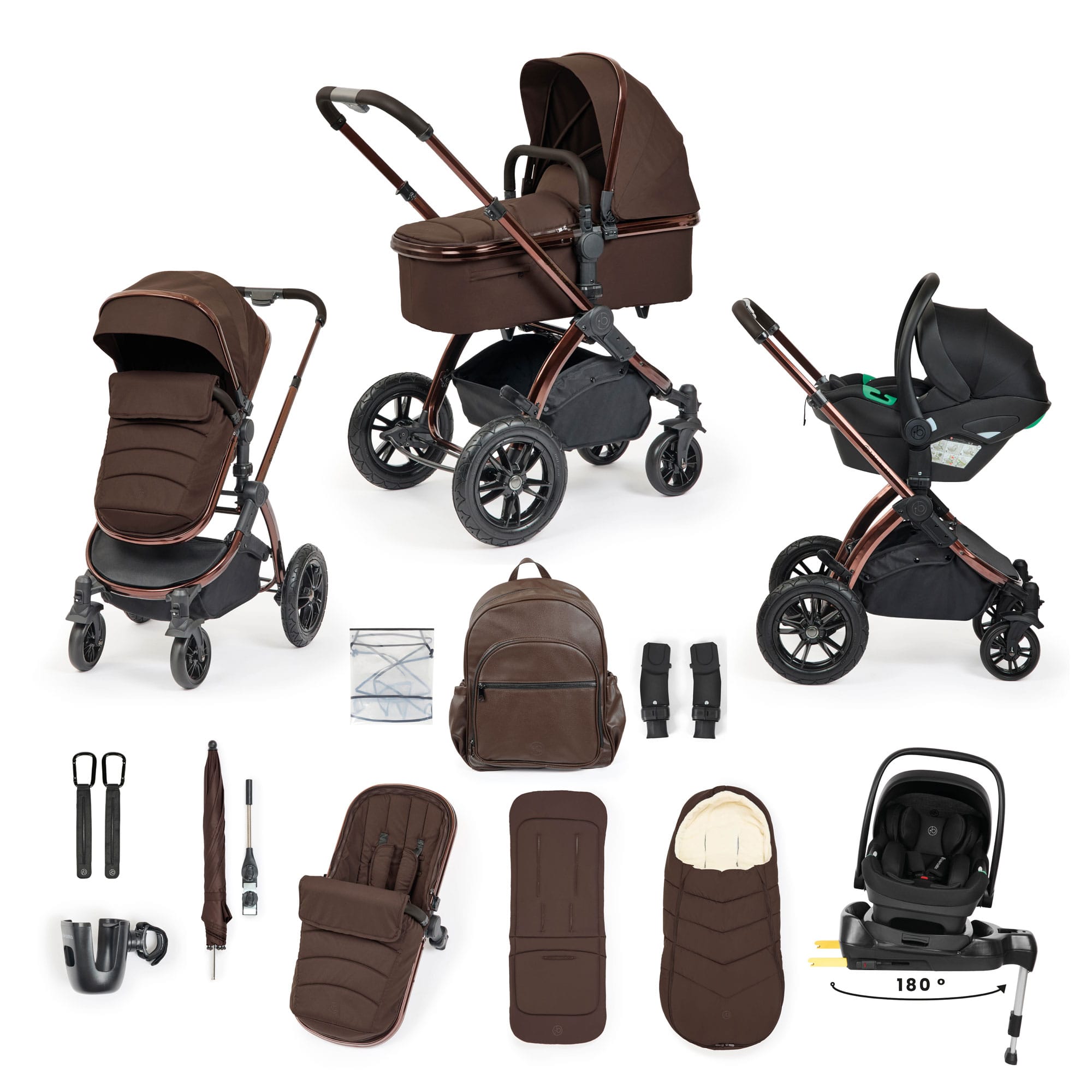 Ickle Bubba travel systems Ickle Bubba Stomp Luxe Elements Edition 15 Piece Travel System - Chestnut 10-014-330-169