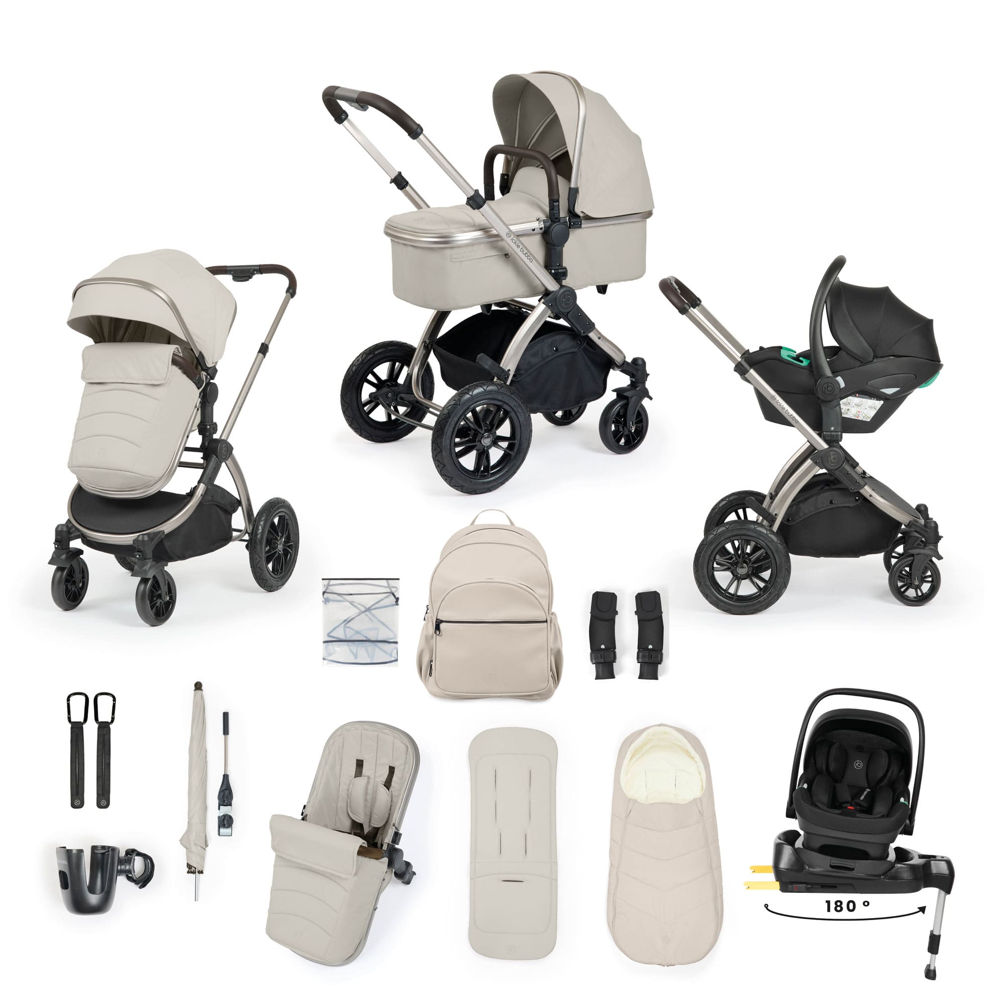 Ickle Bubba travel systems Ickle Bubba Stomp Luxe Elements Edition 15 Piece Travel System - Moonbeam 10-014-330-171