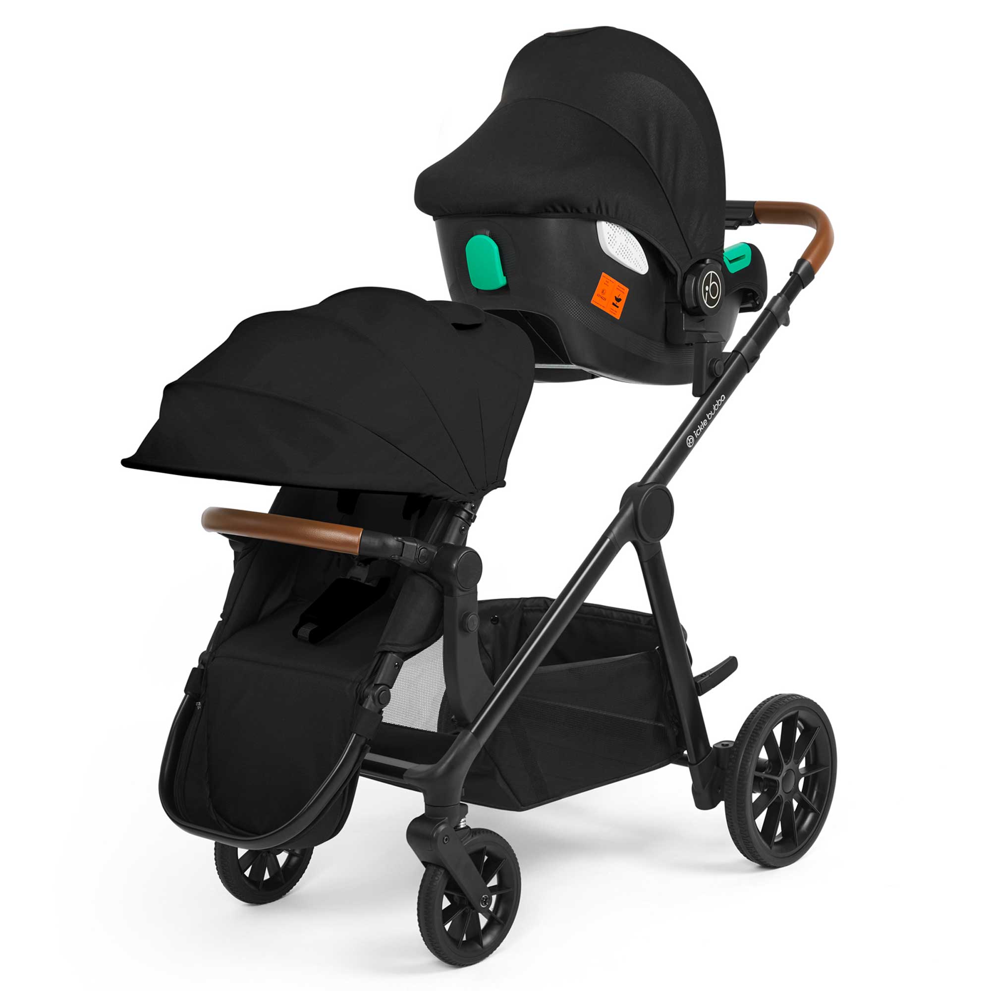 Ickle Bubba travel systems Ickle Bubba Virgo Growing Families Travel System - Black/Black/Tan 12-001-300-003