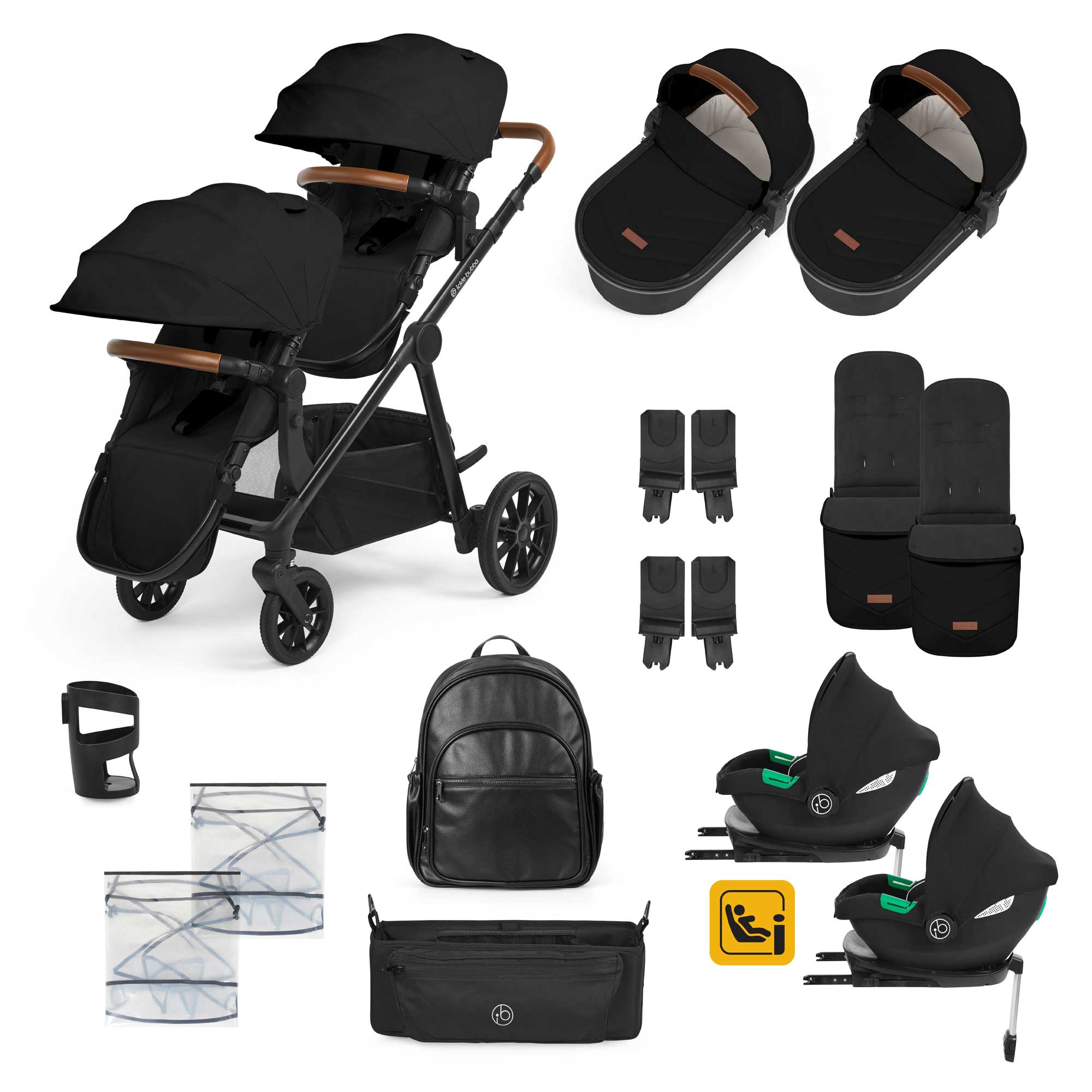 Ickle Bubba travel systems Ickle Bubba Virgo Twin Travel System - Black/Black/Tan 12-001-420-003