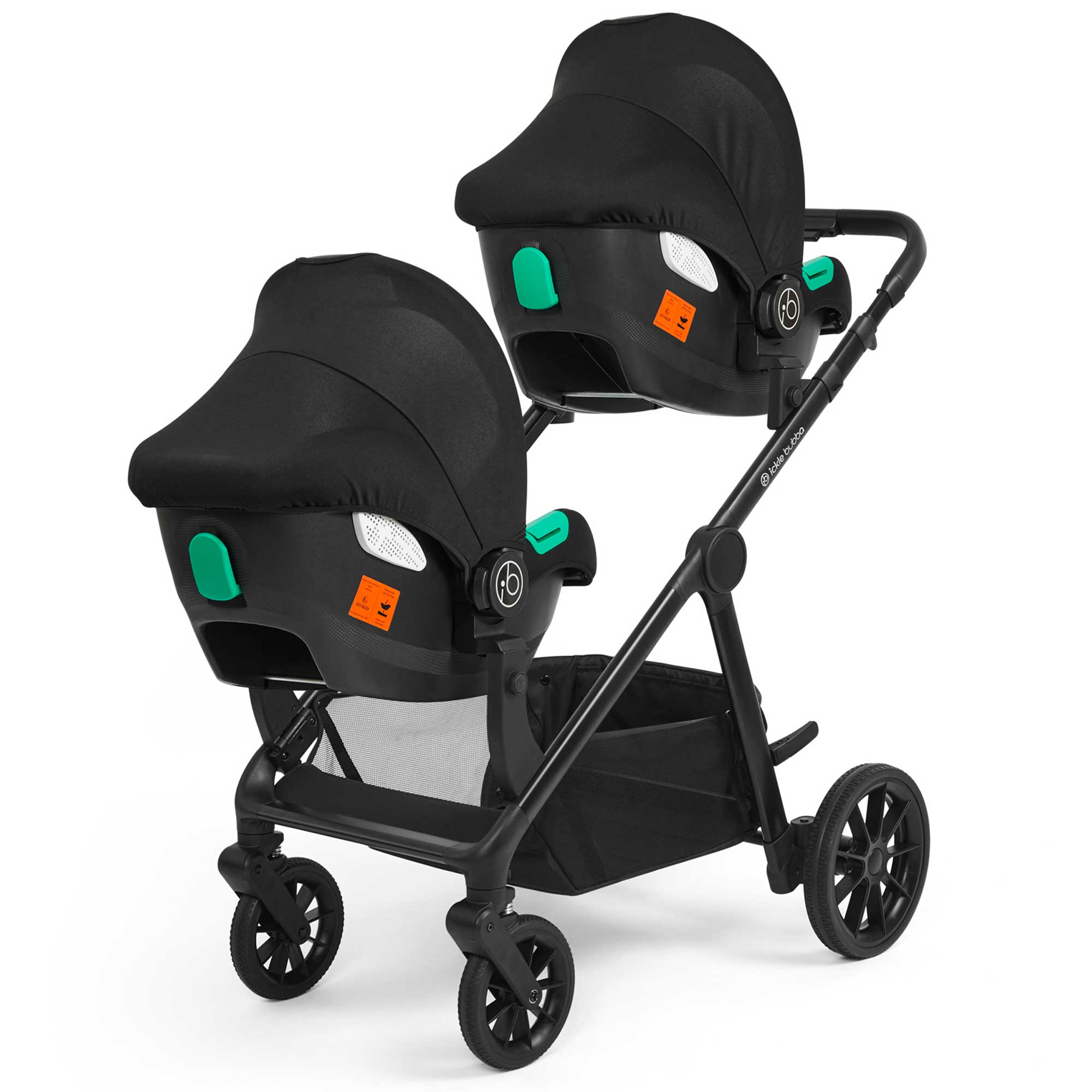 Ickle Bubba travel systems Ickle Bubba Virgo Twin Travel System - Black/Stone/Black 12-001-420-163