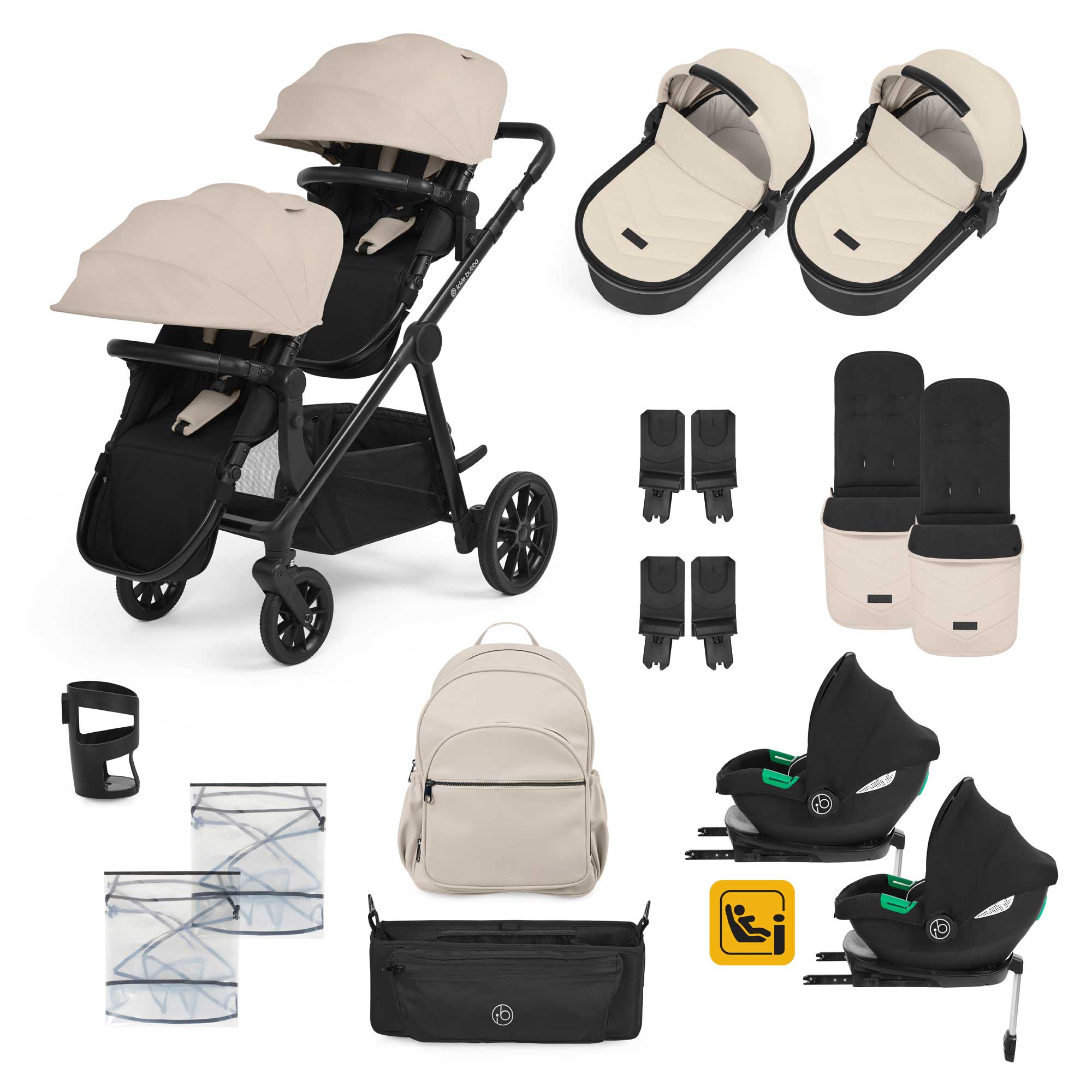 Ickle Bubba travel systems Ickle Bubba Virgo Twin Travel System - Black/Stone/Black 12-001-420-163