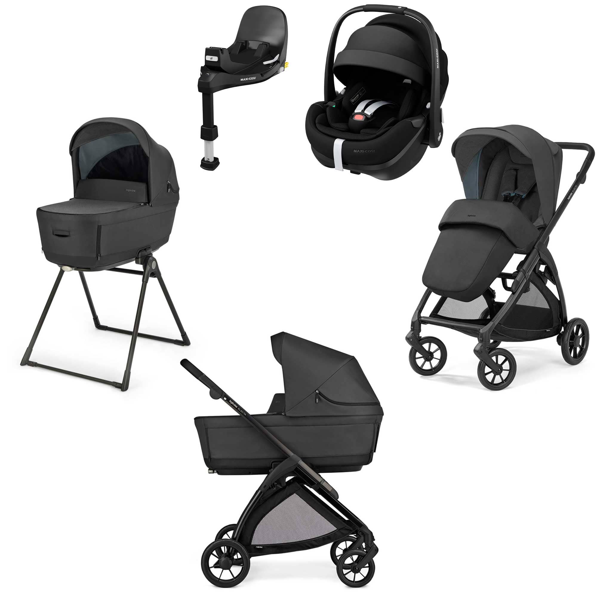 Inglesina travel systems Inglesina Electa Quattro Maxi-Cosi Travel System - Upper Black STR/ING/153995-1