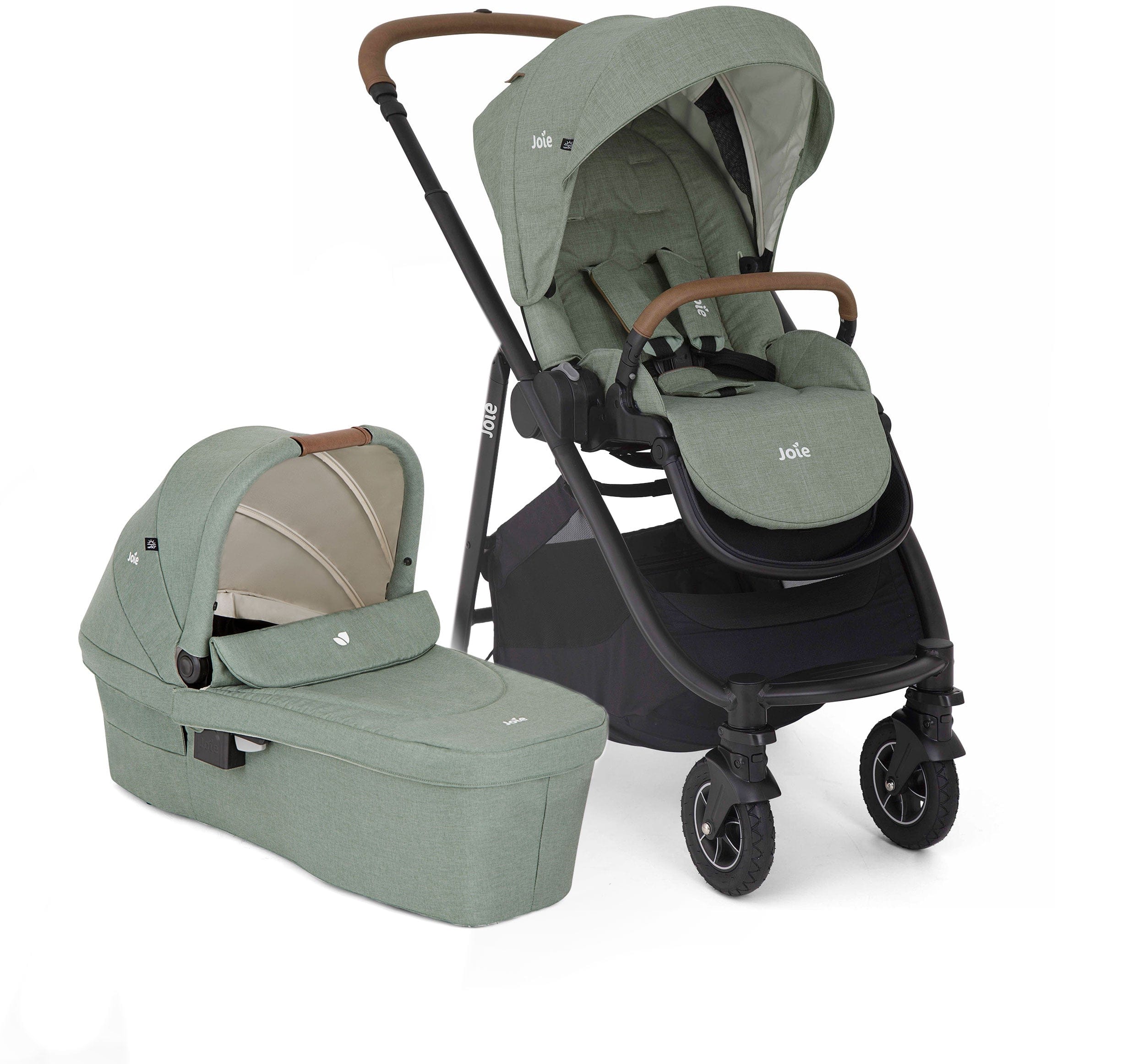 Joie Pushchairs & Buggies Joie Versatrax Stroller and Ramble XL Carrycot in - Laurel Z2BJVTRX1003UK