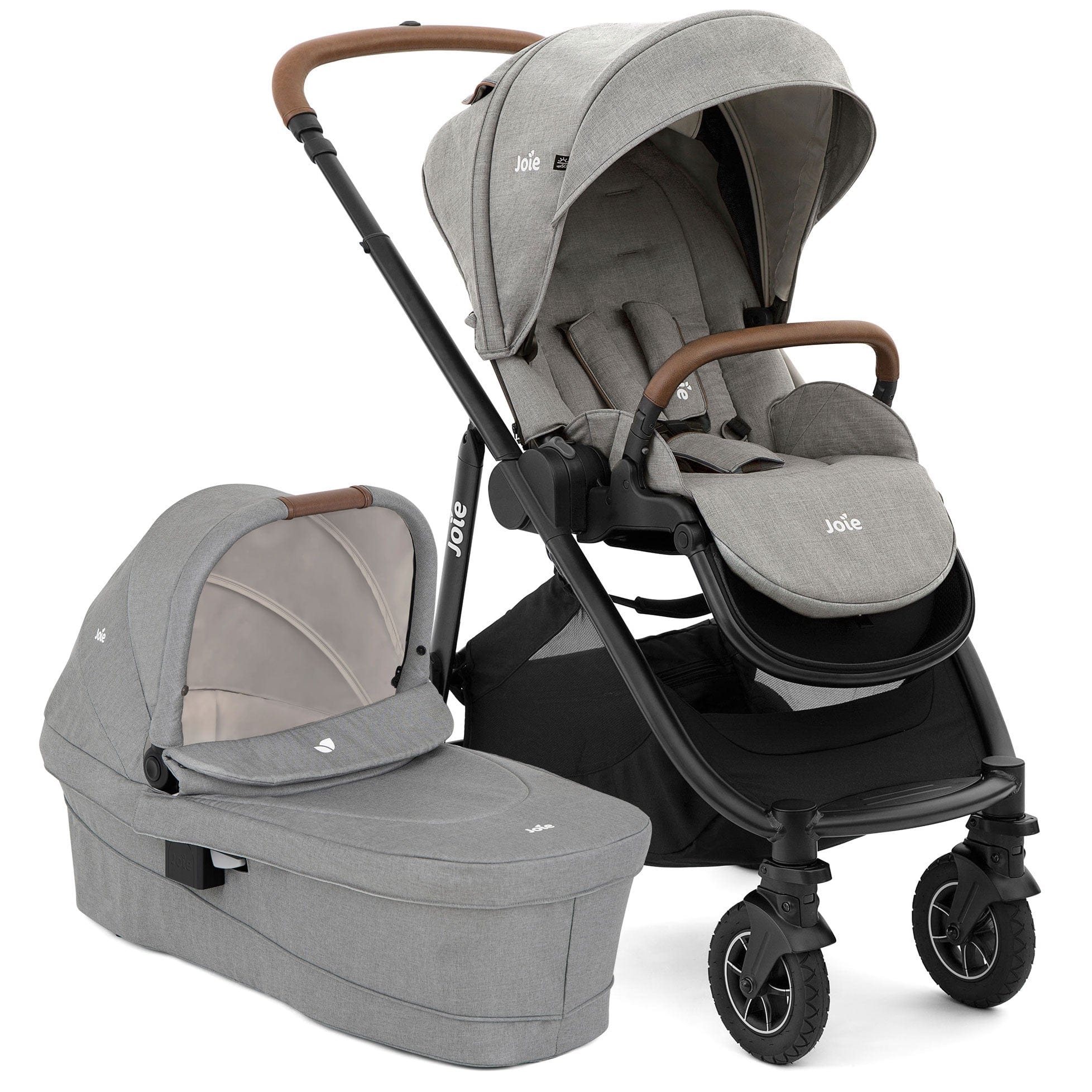 Joie Pushchairs & Buggies Joie Versatrax Stroller and Ramble XL Carrycot in Pebble Z2BJVTRX1004UK