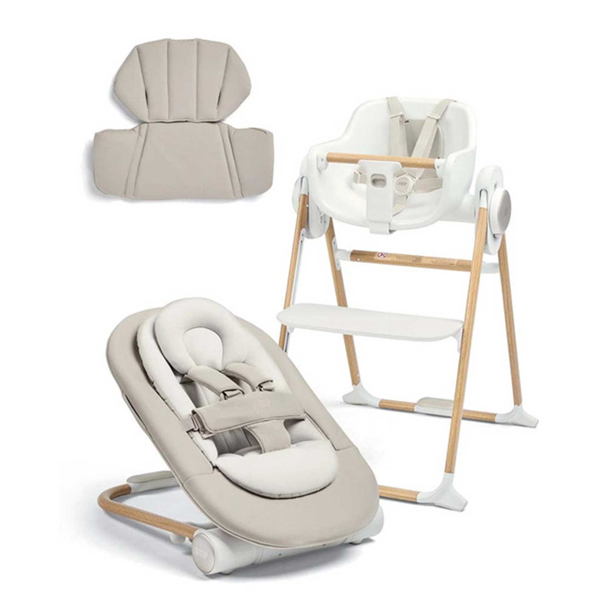 Mamas & Papas baby highchairs Mamas & Papas Eno Highchair, Bouncer & Cushion Bundle - Cashmere 19134-ENO-HCSCBC-CAS