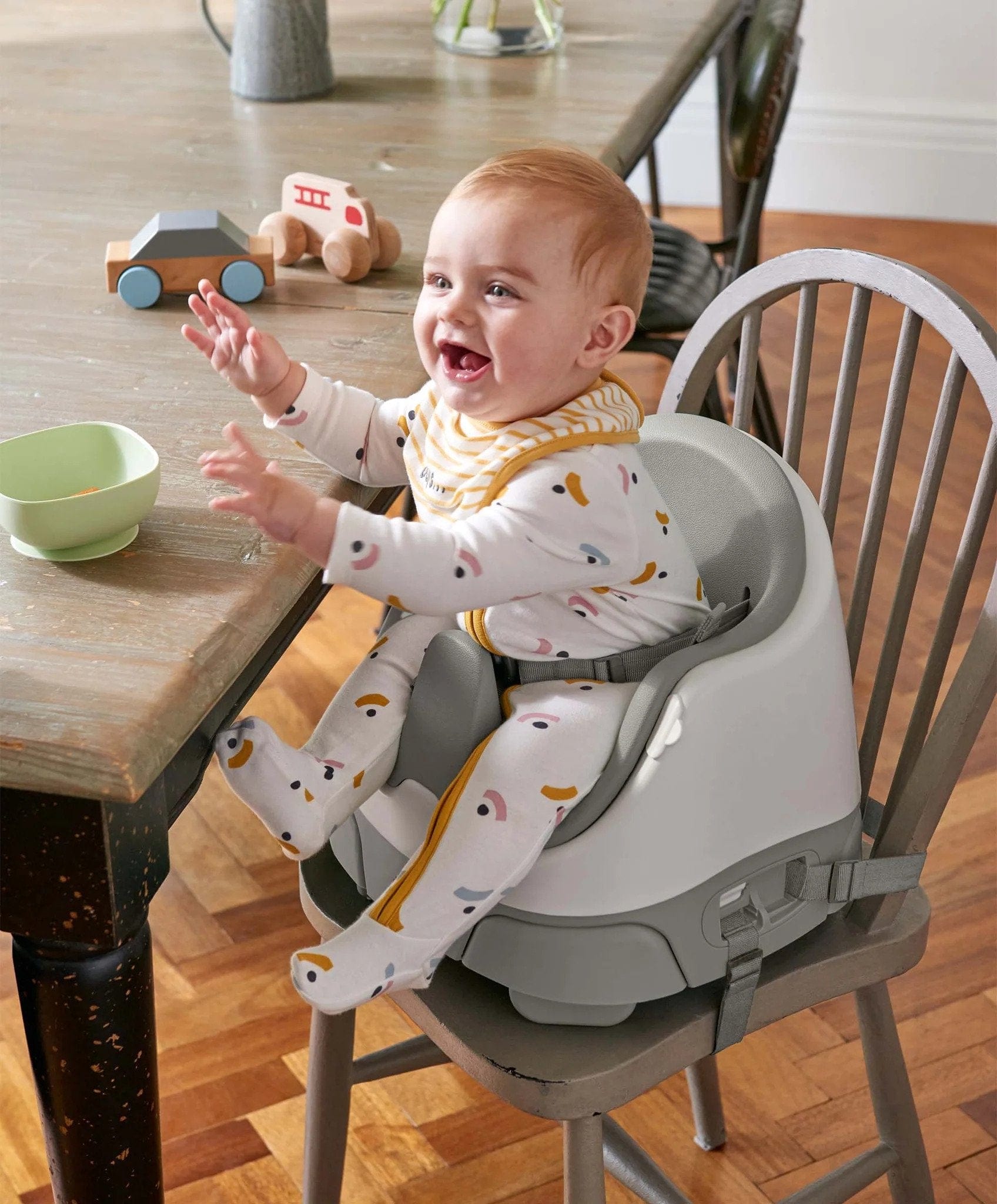 Mamas & Papas baby low chairs Mamas & Papas Bug 3-in-1 Floor & Booster Seat with Activity Tray - Pebble Grey