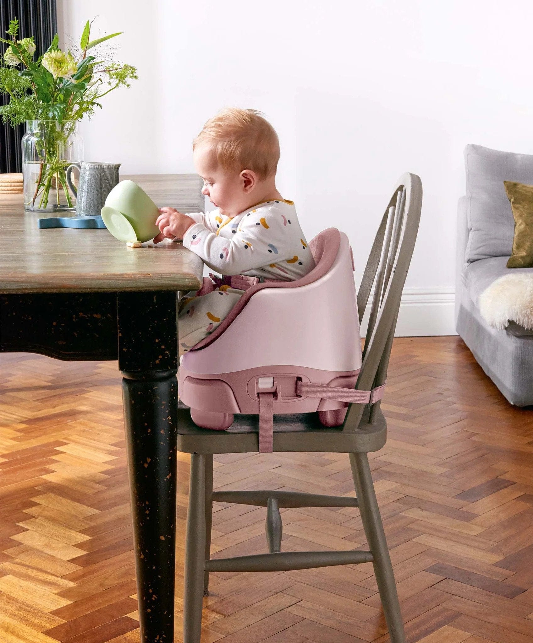 Mamas & Papas baby low chairs Mamas & Papas Bug 3-in-1 Floor & Booster Seat with Activity Tray - Blossom 9868L7400
