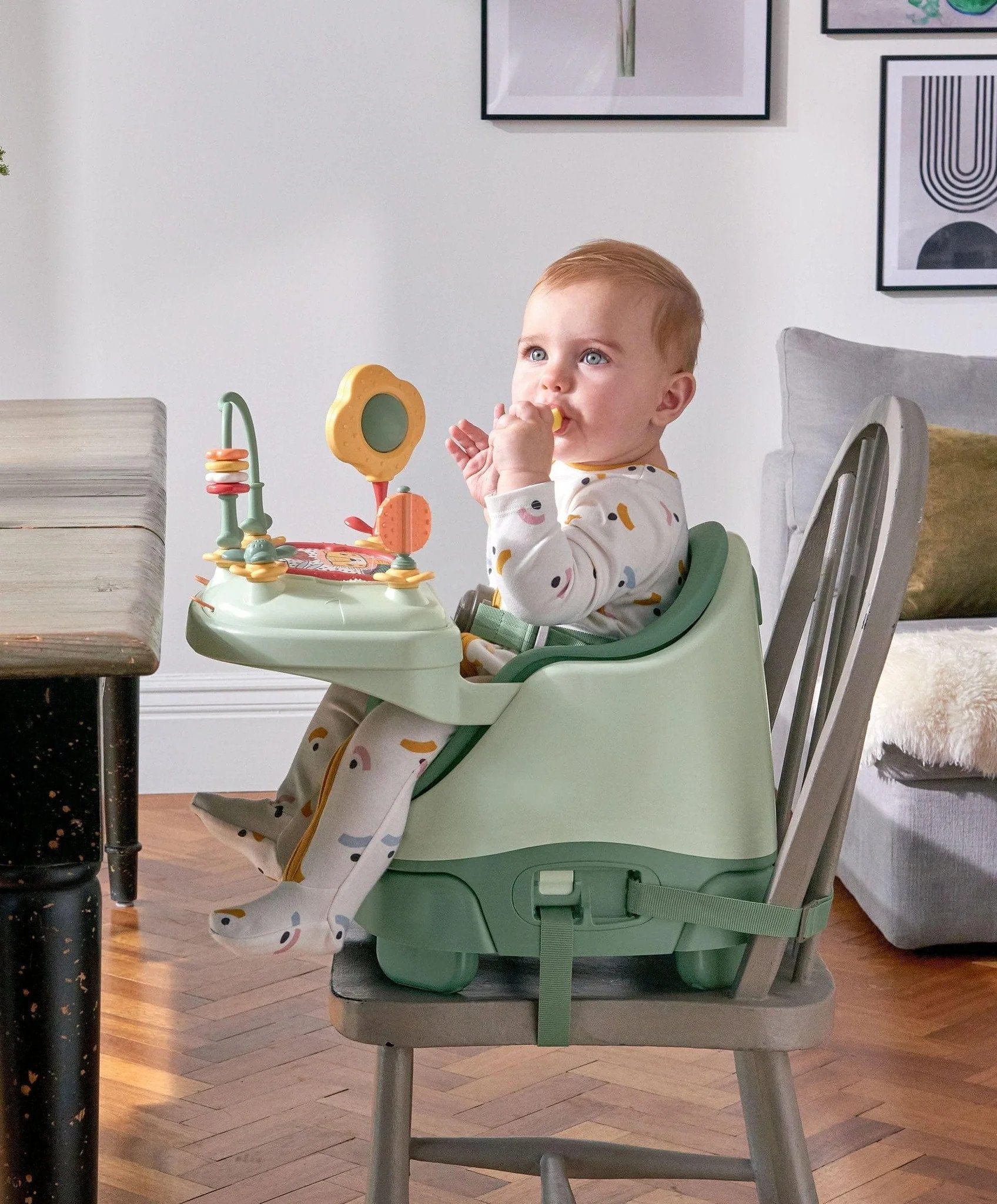 Mamas & Papas baby low chairs Mamas & Papas Bug 3-in-1 Floor & Booster Seat with Activity Tray - Eucalyptus 9868L7600