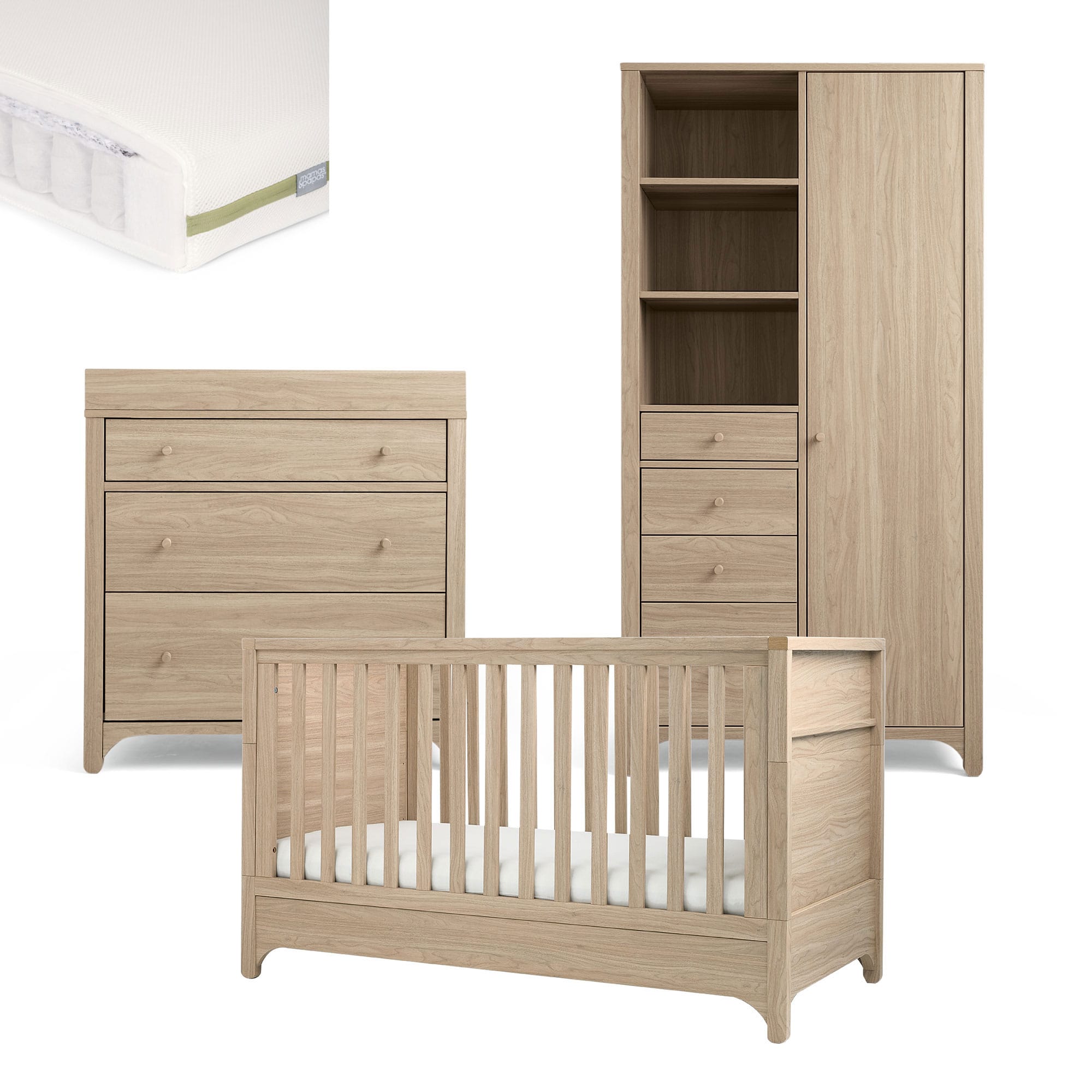 Mamas & Papas cot bed room sets Mamas & Papas Barton 3 Piece Range - Natural Oak