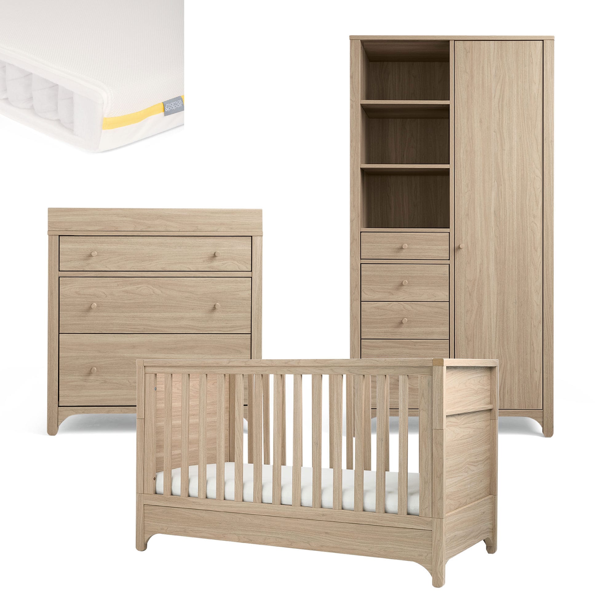 Mamas & Papas cot bed room sets Mamas & Papas Barton 3 Piece Range - Natural Oak