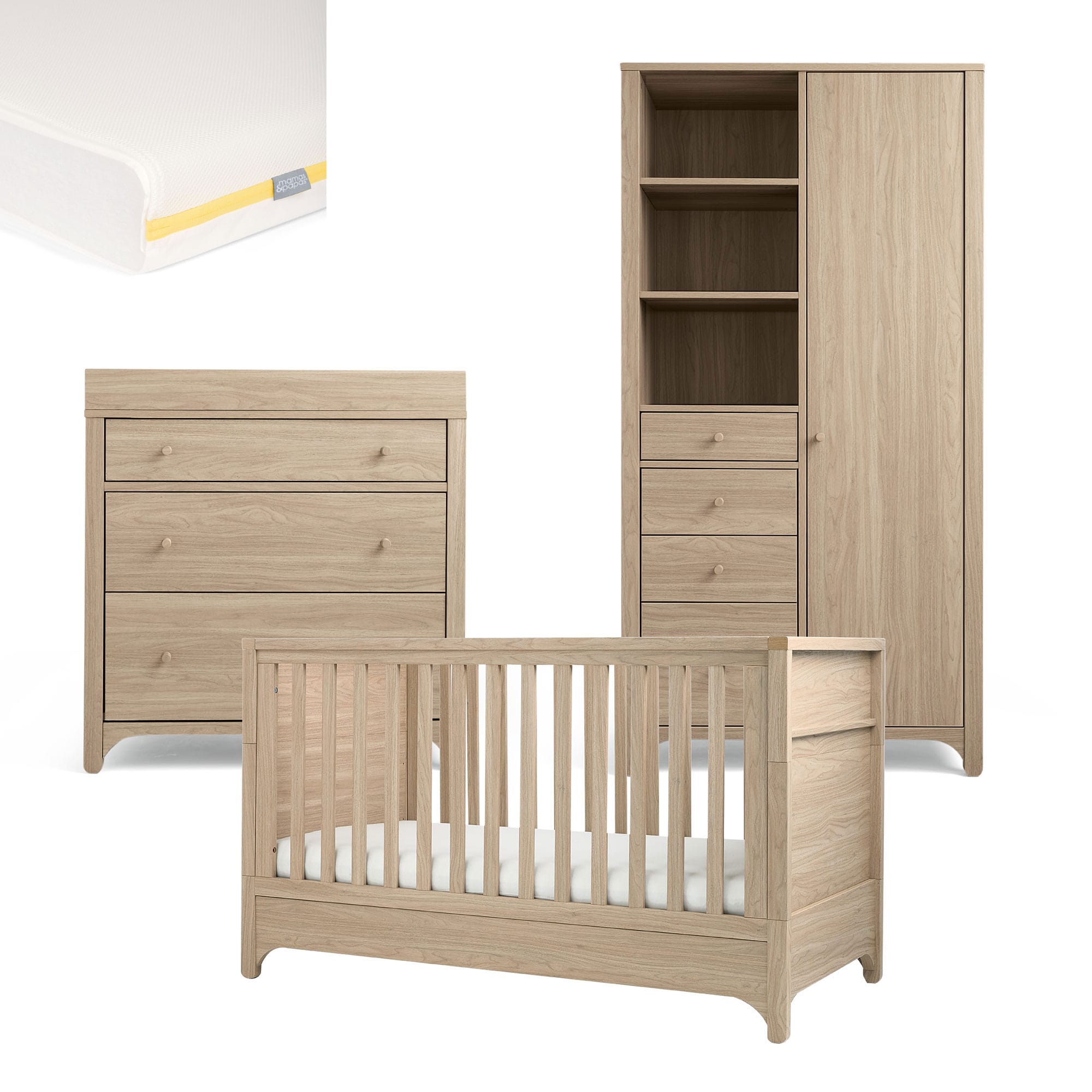 Mamas & Papas cot bed room sets Mamas & Papas Barton 3 Piece Range - Natural Oak