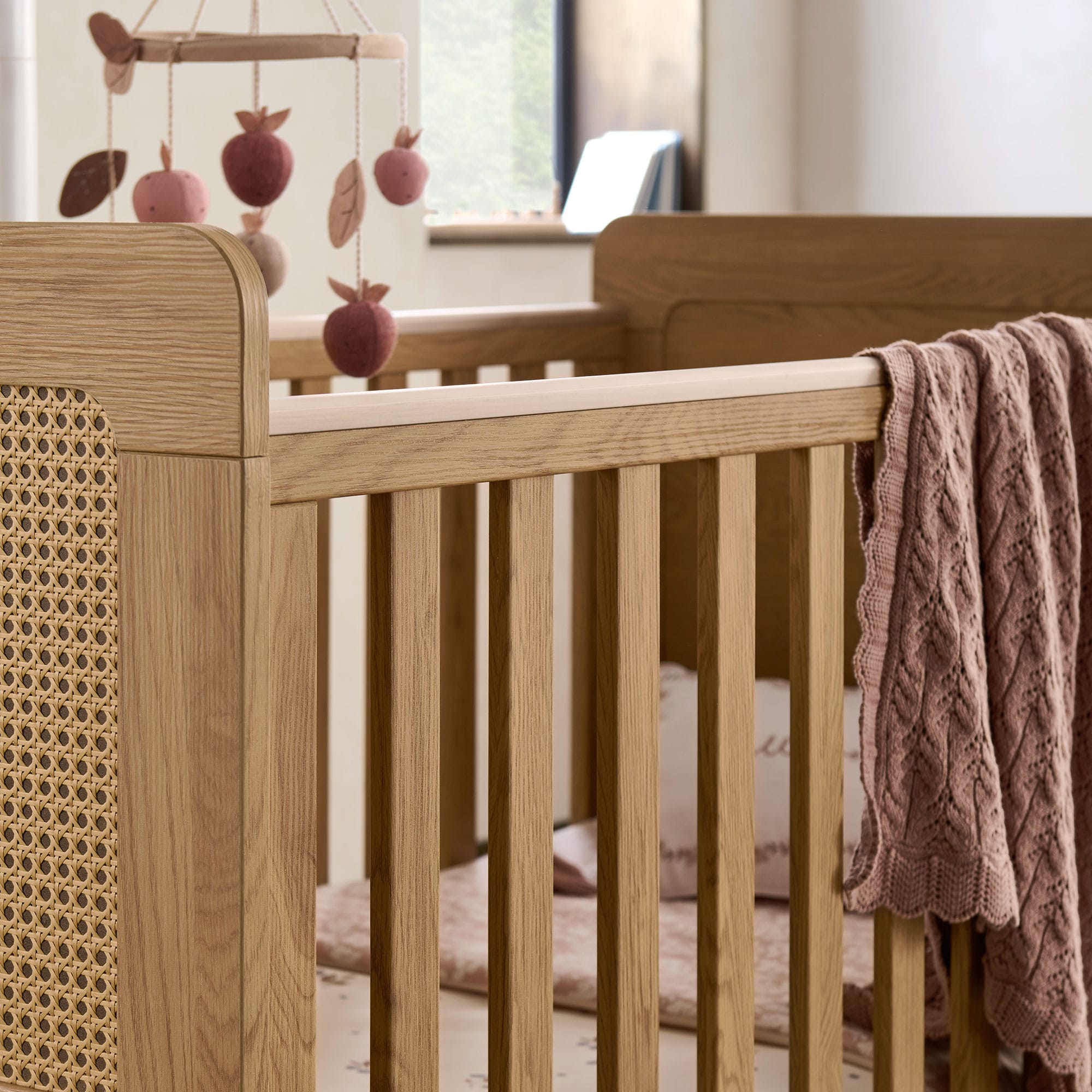 Mamas & Papas cot bed room sets Mamas & Papas Esna 2 Piece Roomset - Rattan/Oak