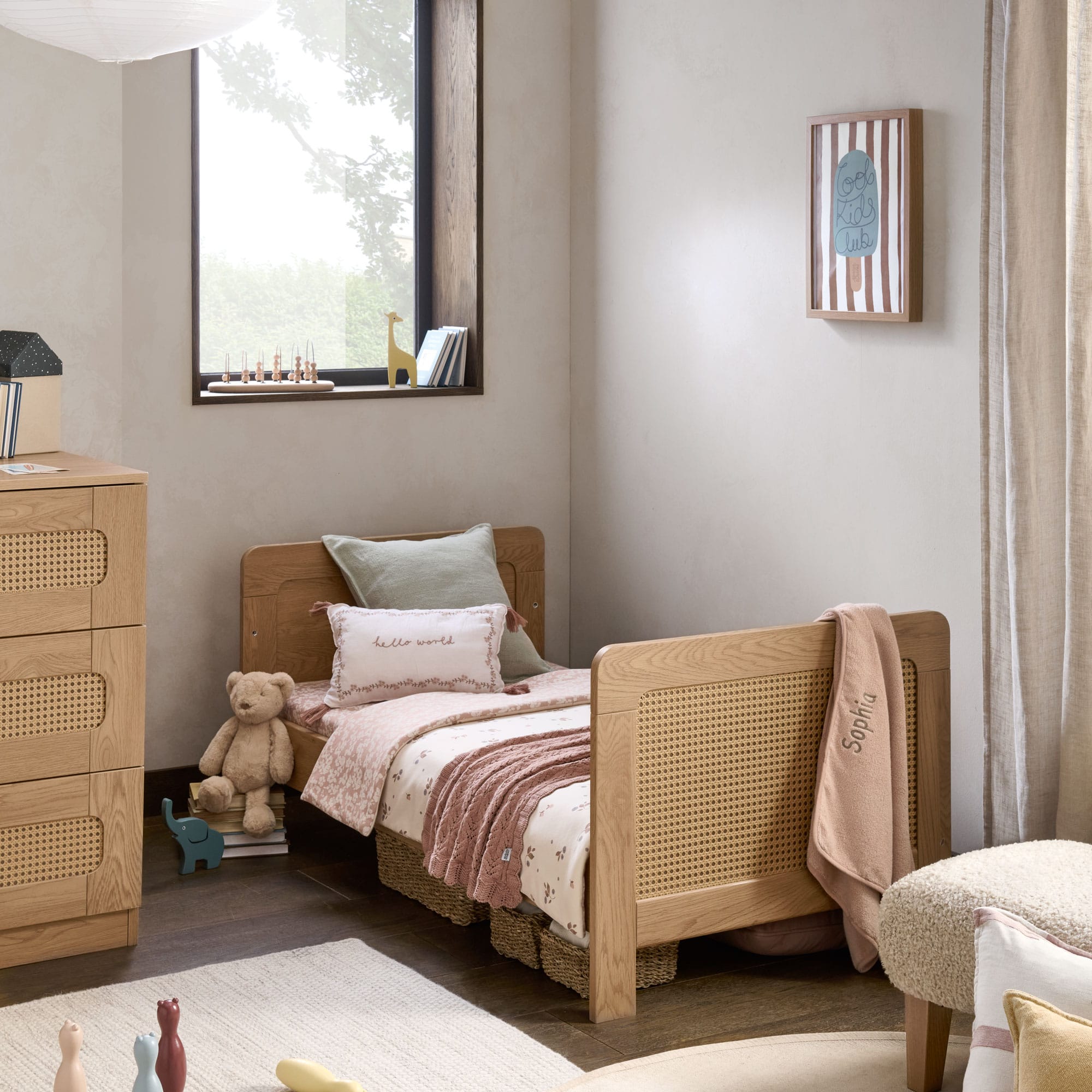 Mamas & Papas cot bed room sets Mamas & Papas Esna 3 Piece Range - Rattan/Oak