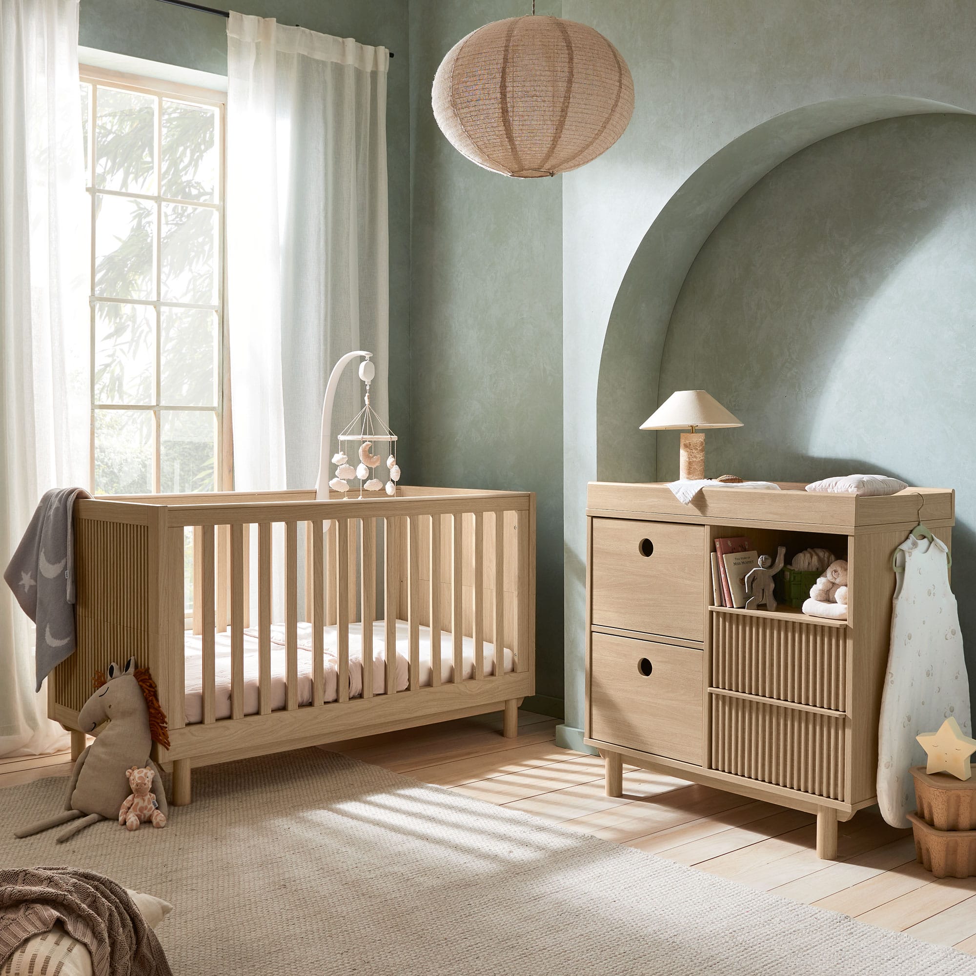 Mamas & Papas cot bed room sets Mamas & Papas Oska Narrow 2 Piece Roomset - Natural Oak