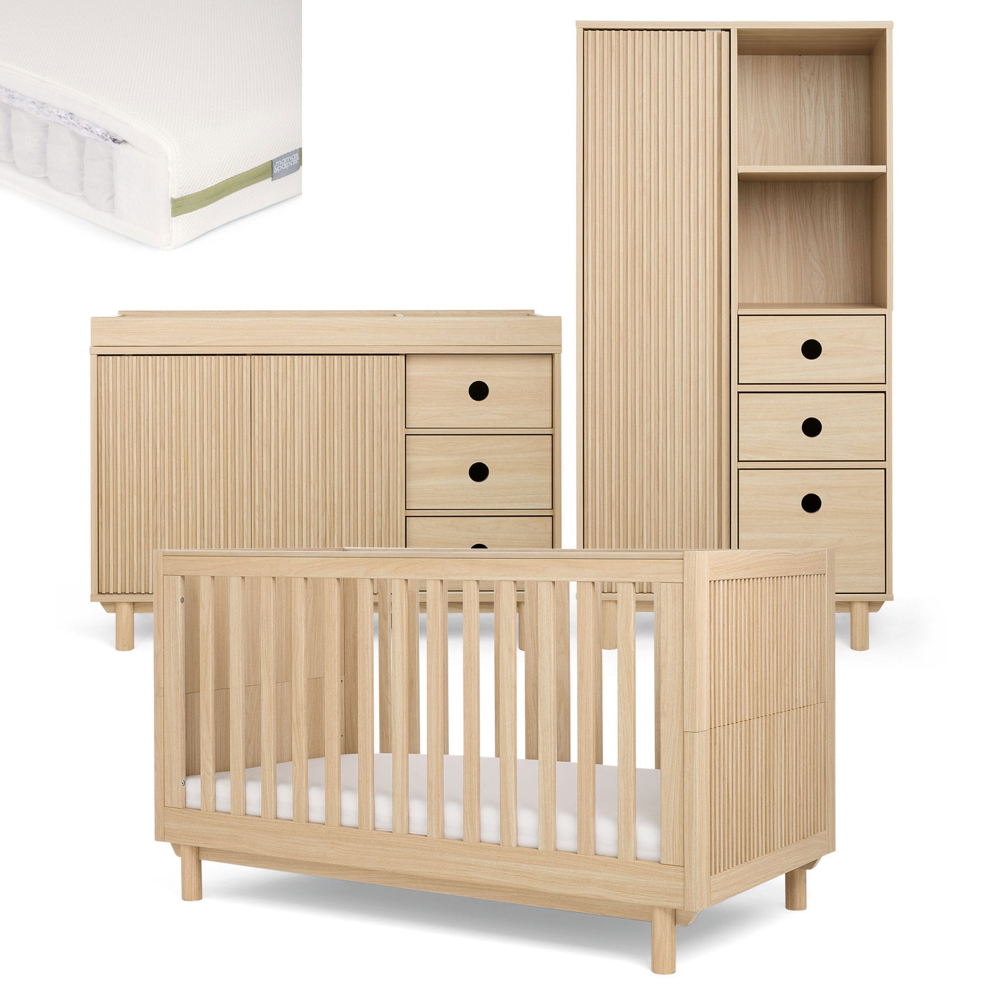 Mamas & Papas cot bed room sets Mamas & Papas Oska Wide 2 Piece Range - Natural Oak RAOKQ1400-03
