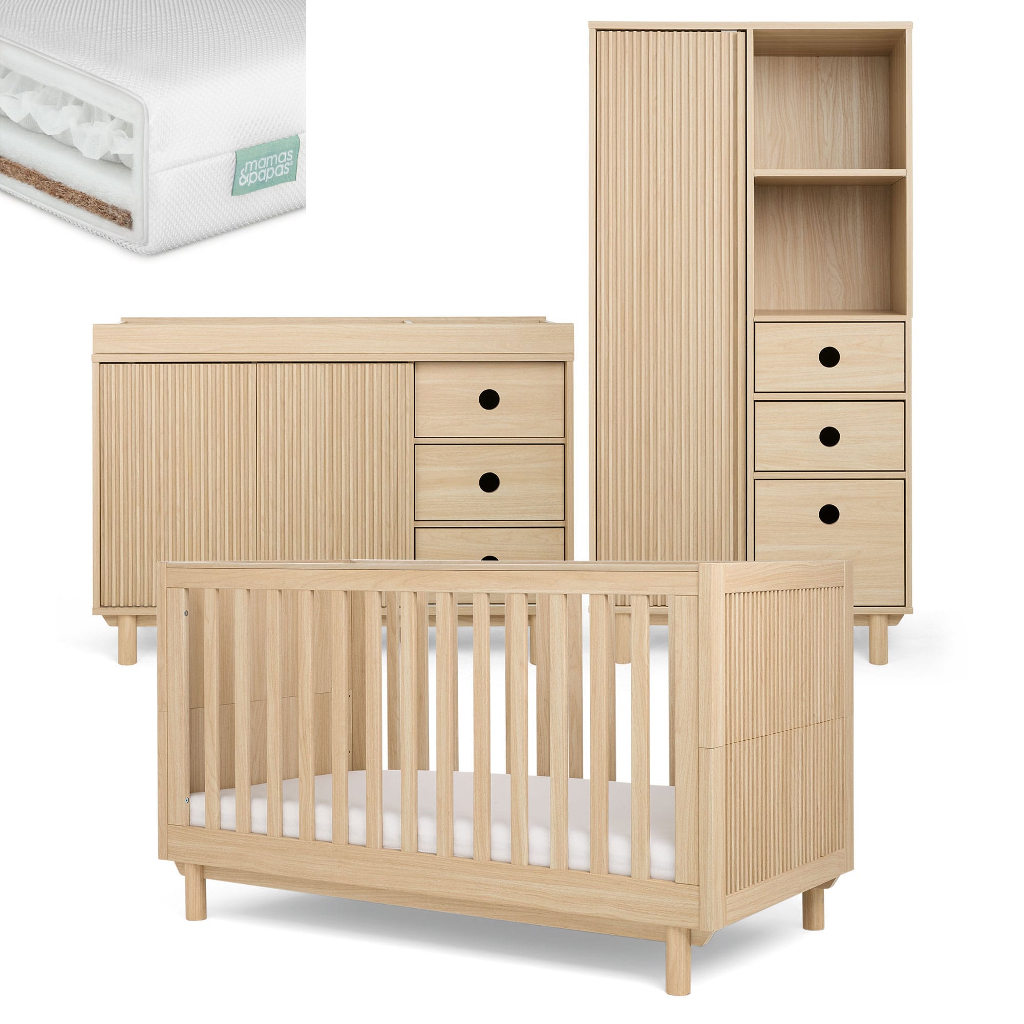 Mamas & Papas cot bed room sets Mamas & Papas Oska Wide 2 Piece Range - Natural Oak RAOKQ1400-04