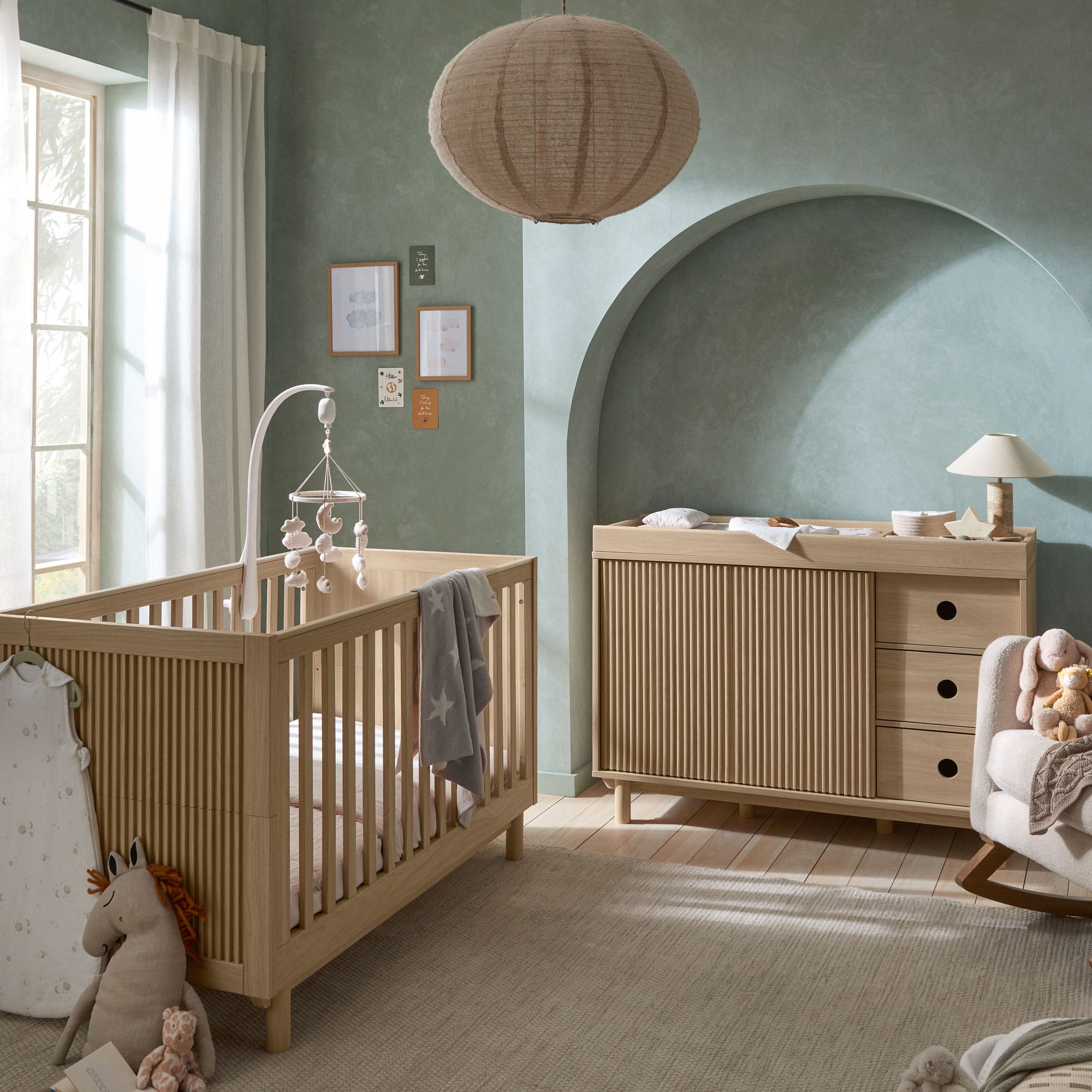 Mamas & Papas cot bed room sets Mamas & Papas Oska Wide 2 Piece Roomset - Natural Oak
