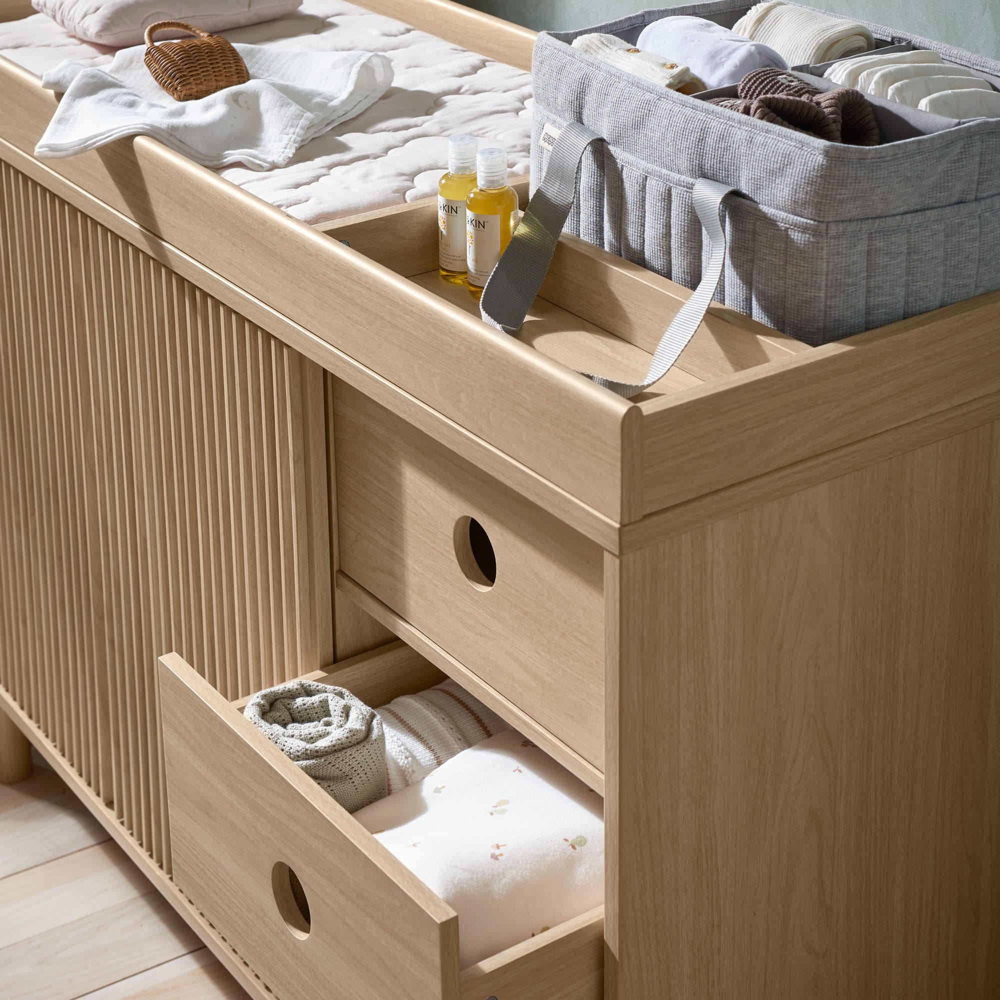 Mamas & Papas cot bed room sets Mamas & Papas Oska Wide 2 Piece Roomset - Natural Oak