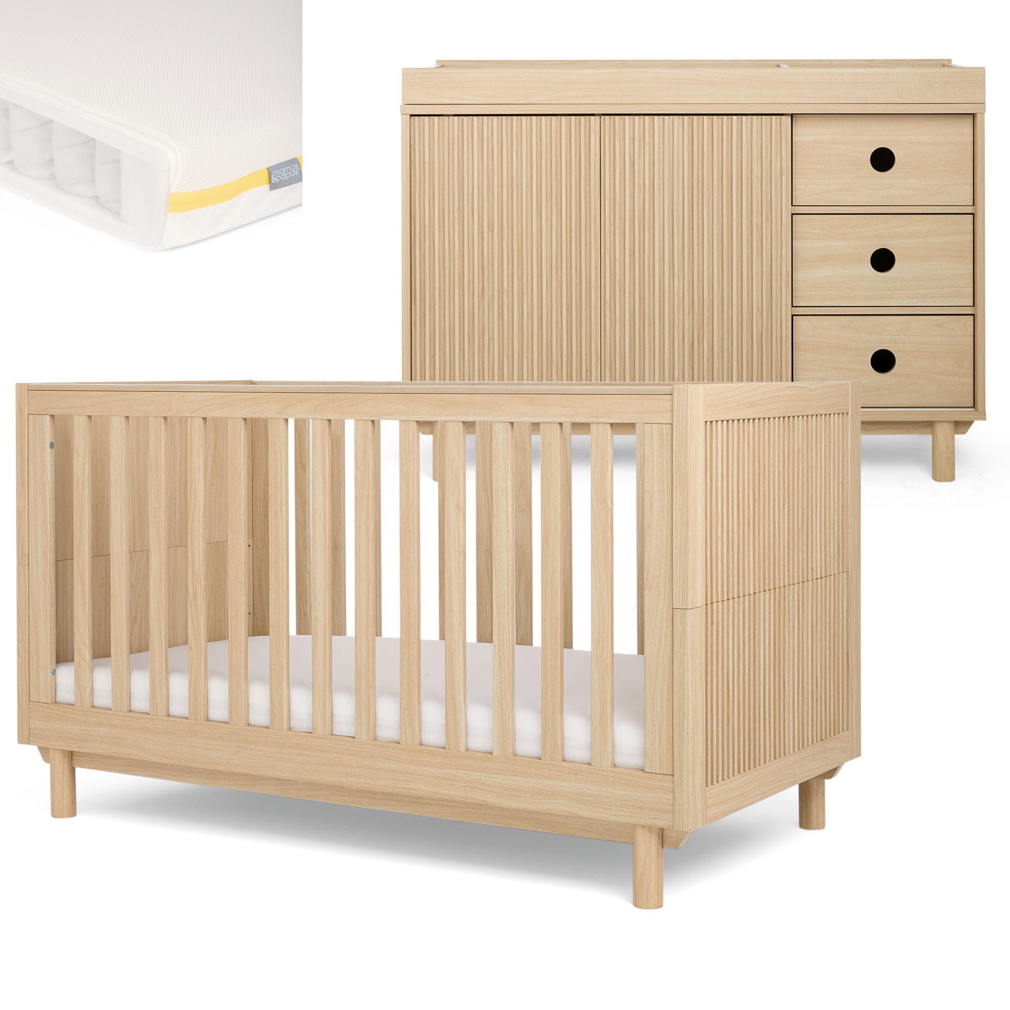 Mamas & Papas cot bed room sets Mamas & Papas Oska Wide 2 Piece Roomset - Natural Oak SEOKQ1400-02