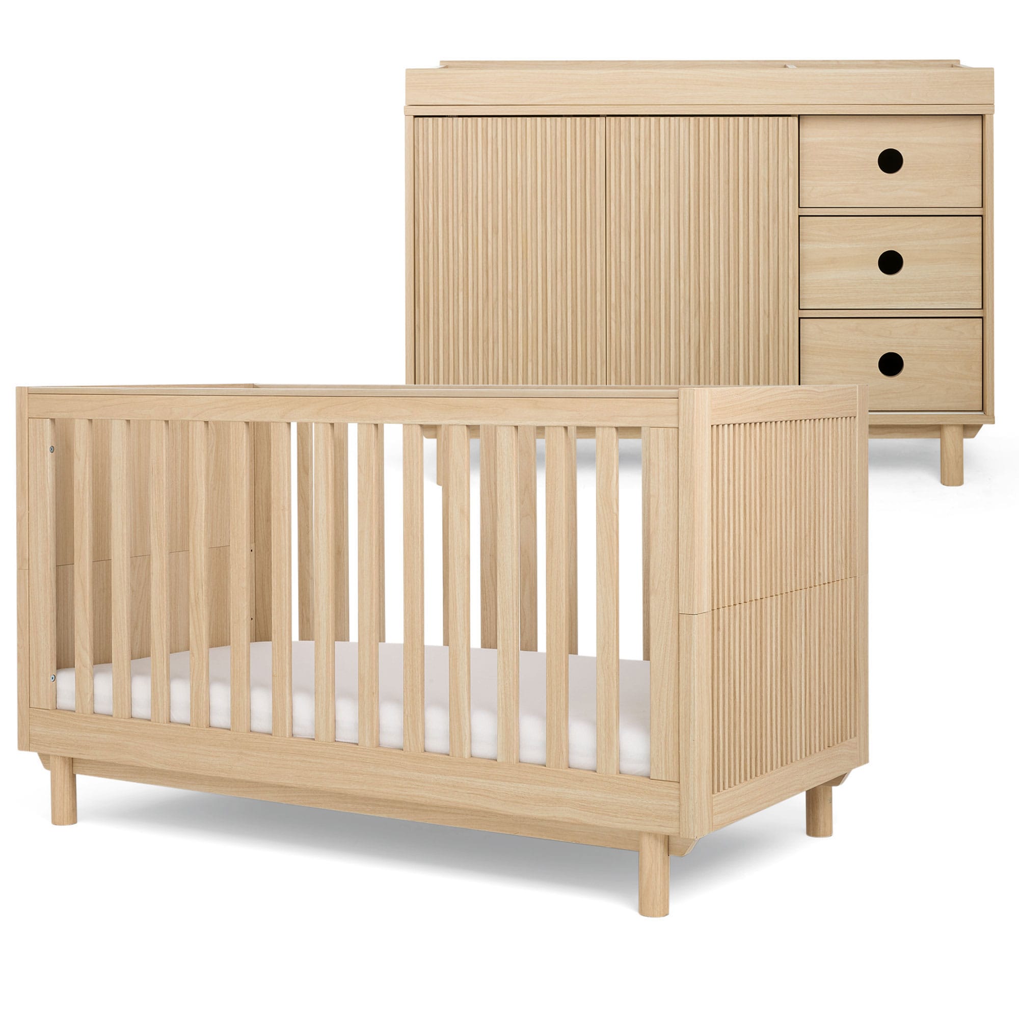 Mamas & Papas cot bed room sets Mamas & Papas Oska Wide 2 Piece Roomset - Natural Oak SEOKQ1400