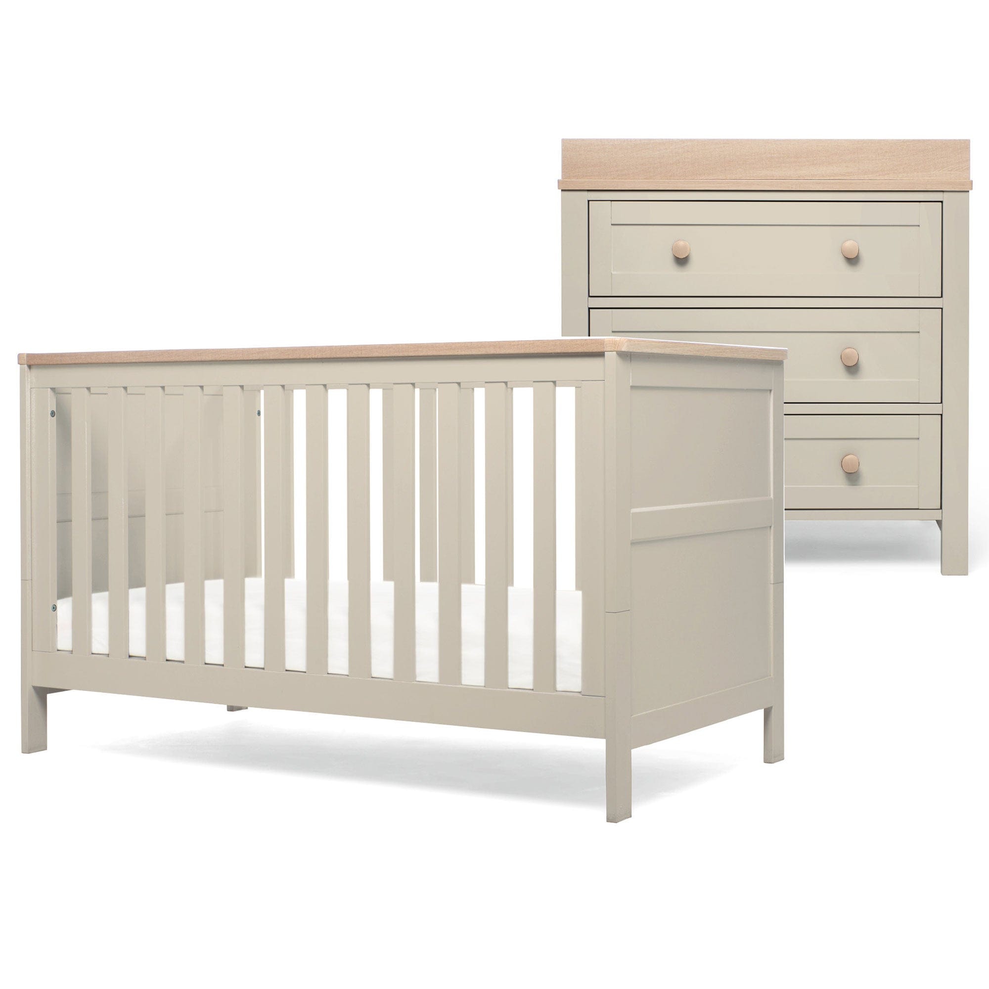 Mamas & Papas cot bed room sets Mamas & Papas Wedmore 2 Piece Cotbed Set in Pebble/Natural