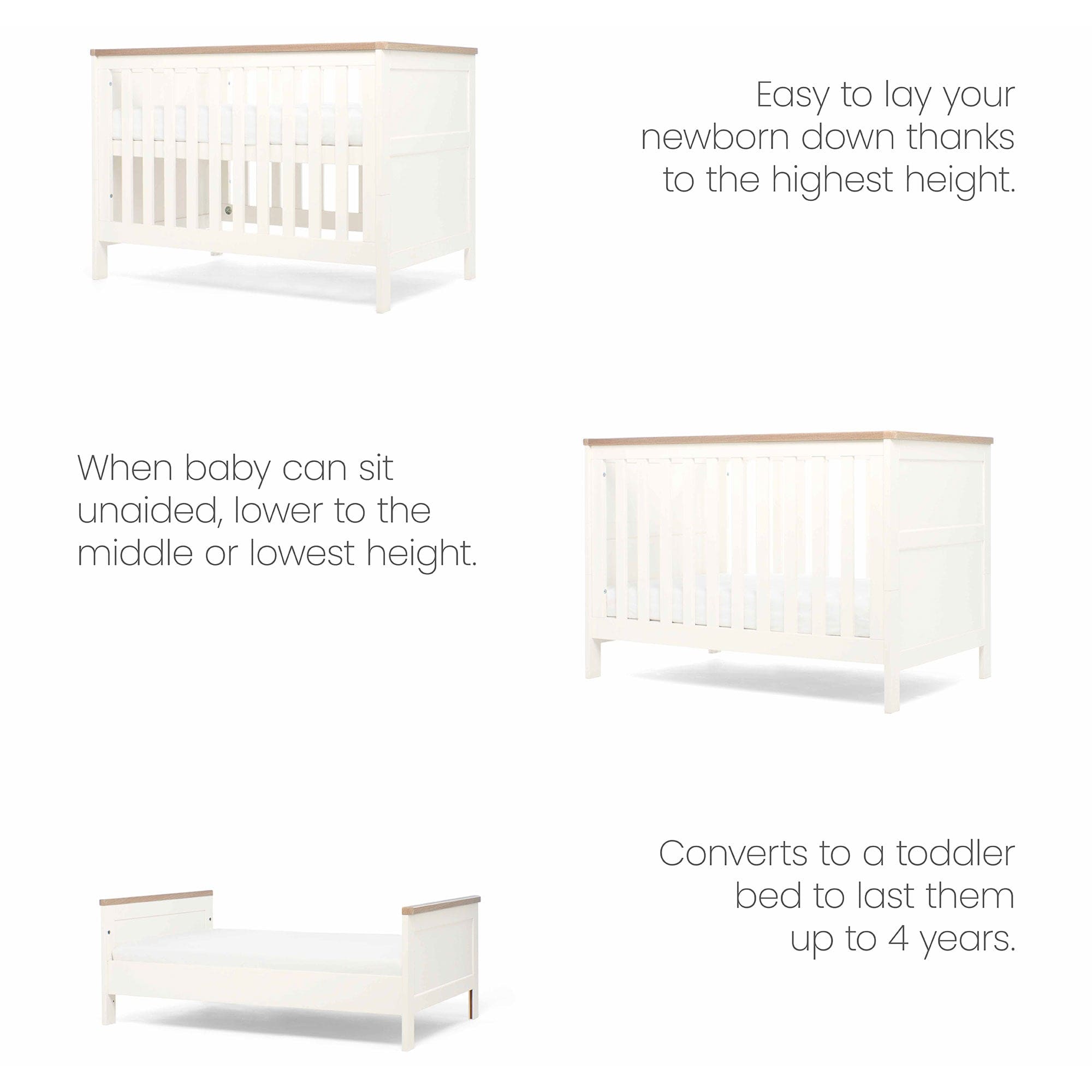 Mamas & Papas cot bed room sets Mamas & Papas Wedmore 3 Piece Convertible Cot Range - White